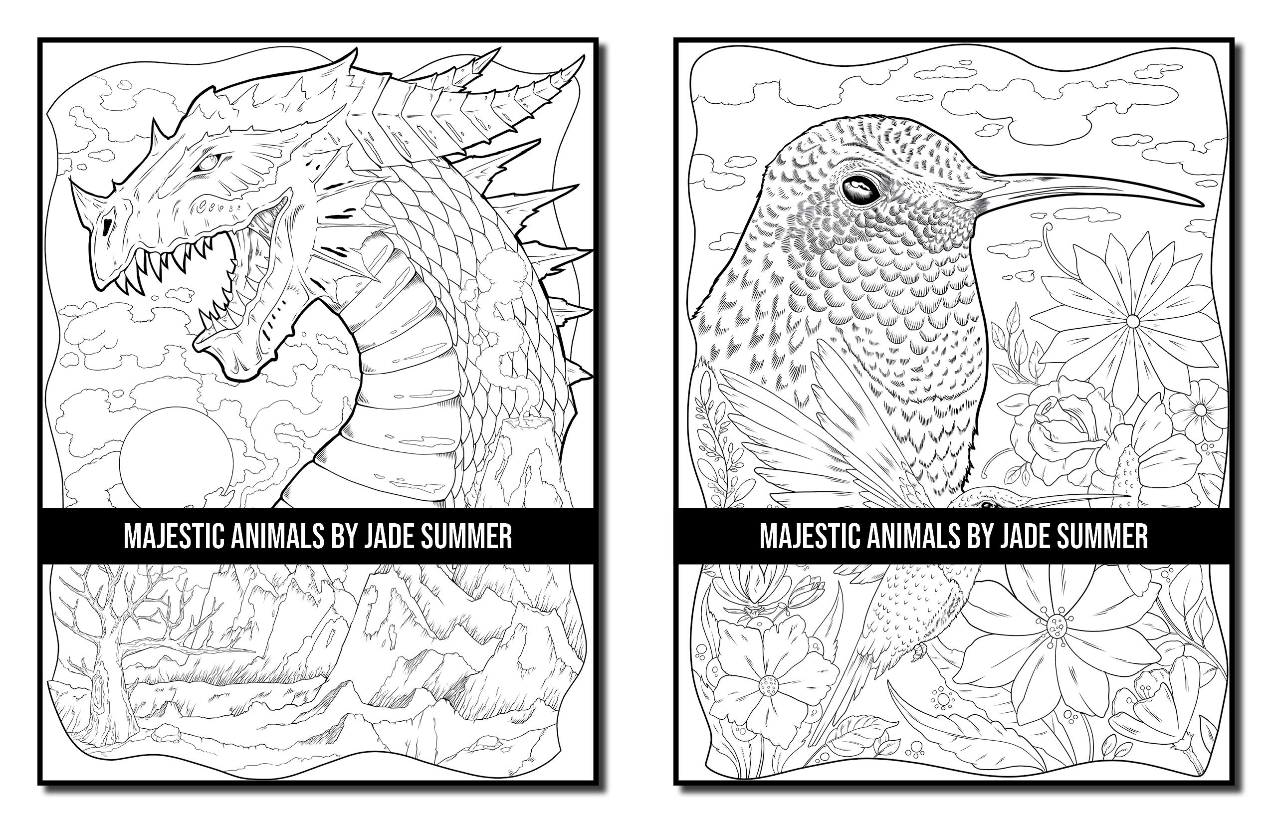 Majestic Animals: An Adult Coloring Book with Beautiful Animals and Relaxing Nature Scenes