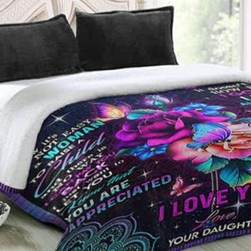 Gift for Mom Blanket Best for Mother Birthday from Daughter with I Love You Forever Letter Mother'S Day Ultra-Soft Flannel Fleece Throw 60X50 Inch