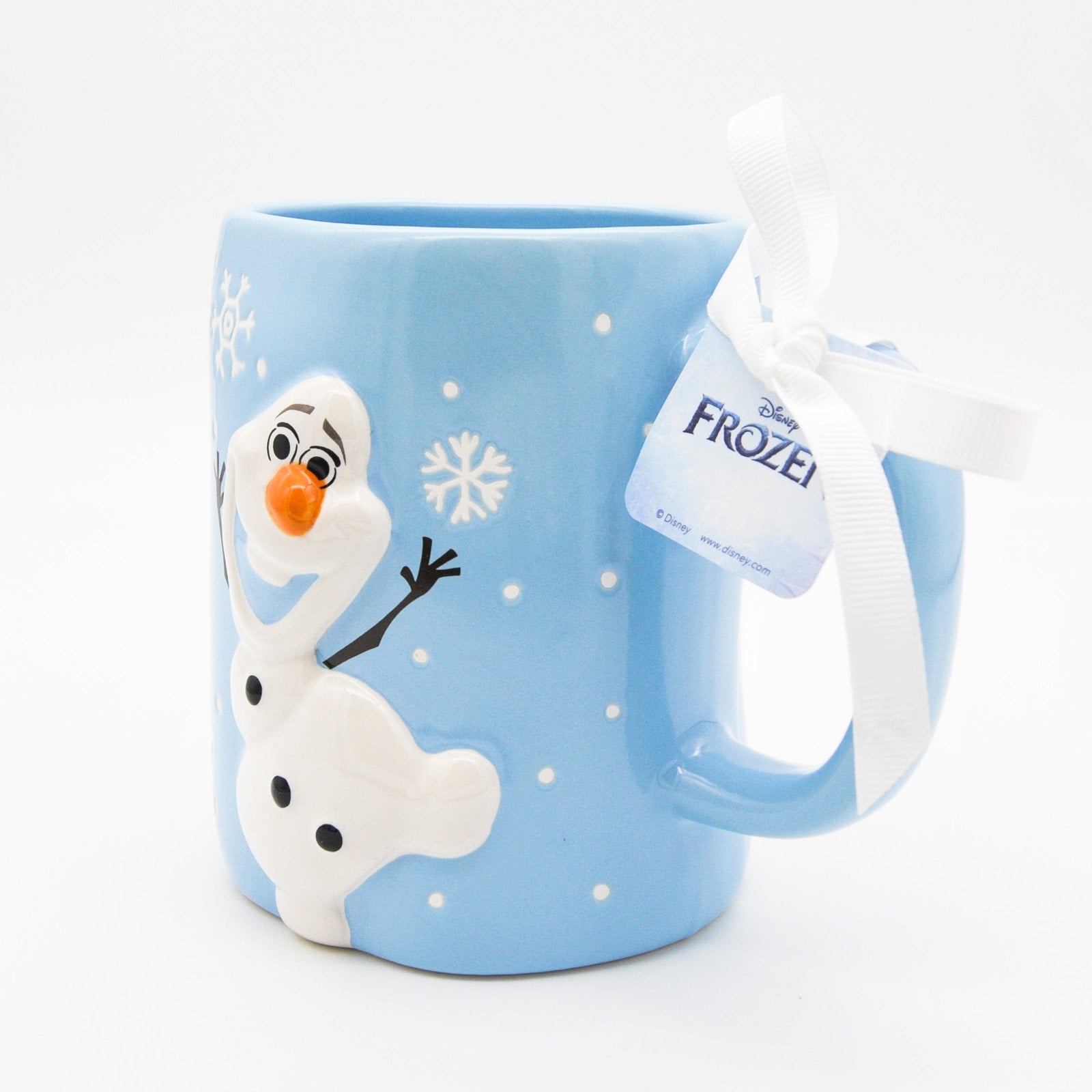 Rae Dunn Olaf Mug, Blue Frozen 3D Olaf with Snowflakes, 16oz Coffee Cup Gift for Frozen Olaf Fans