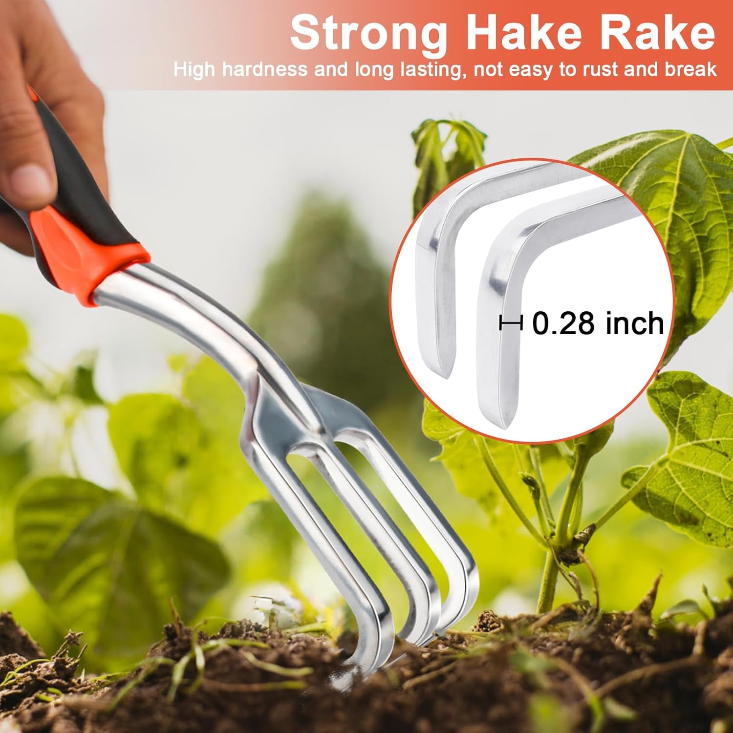 Hand Rake Garden Tool, Heavy Duty Hand Cultivators for Gardening, Small Garden Claw Tool Garden Hand Rake with Ergonomic Handle, Weed Rake Cultivator Tool for Cultivating, Loosening, Weeding