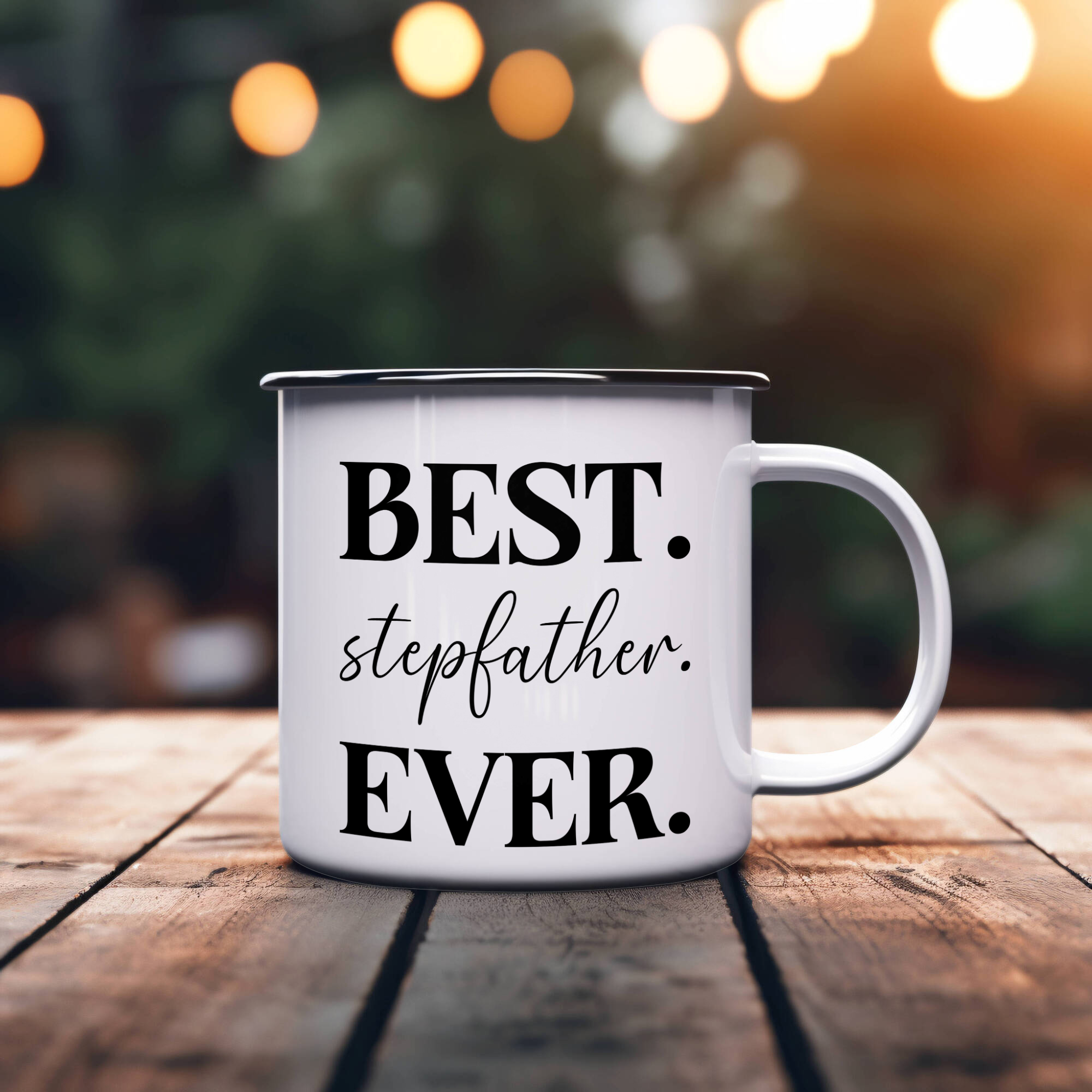 Best stepfather Ever Coffee Mug, stepfather Superlative 12oz White Enamel Camping Mug, Stainless Steel Mug Gift for stepfather