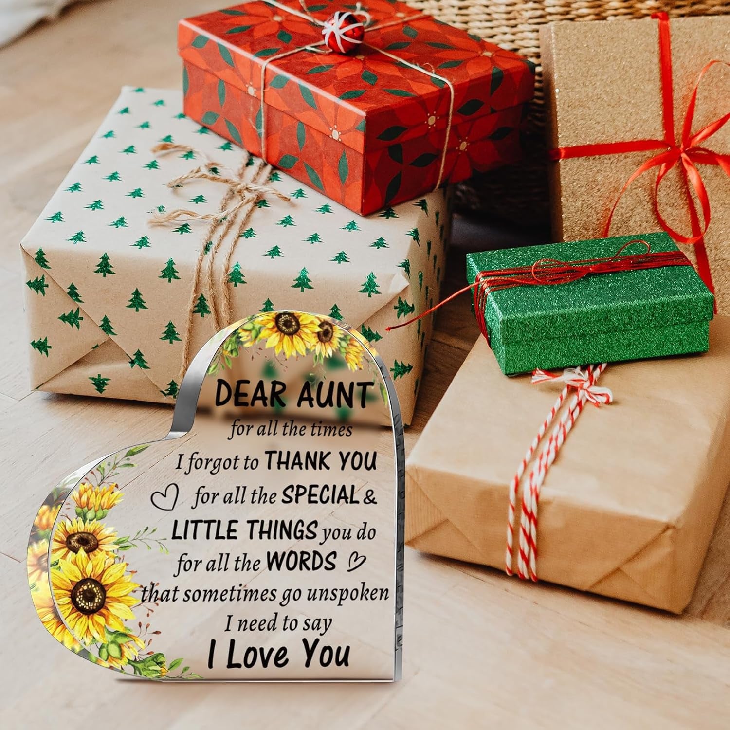 Best Aunt Mothers Day Gifts from Niece Nephew, to My Aunt Acrylic Heart Sign Keepsake Presents, Birthday Christmas Valentines Day Gifts for Aunt Auntie