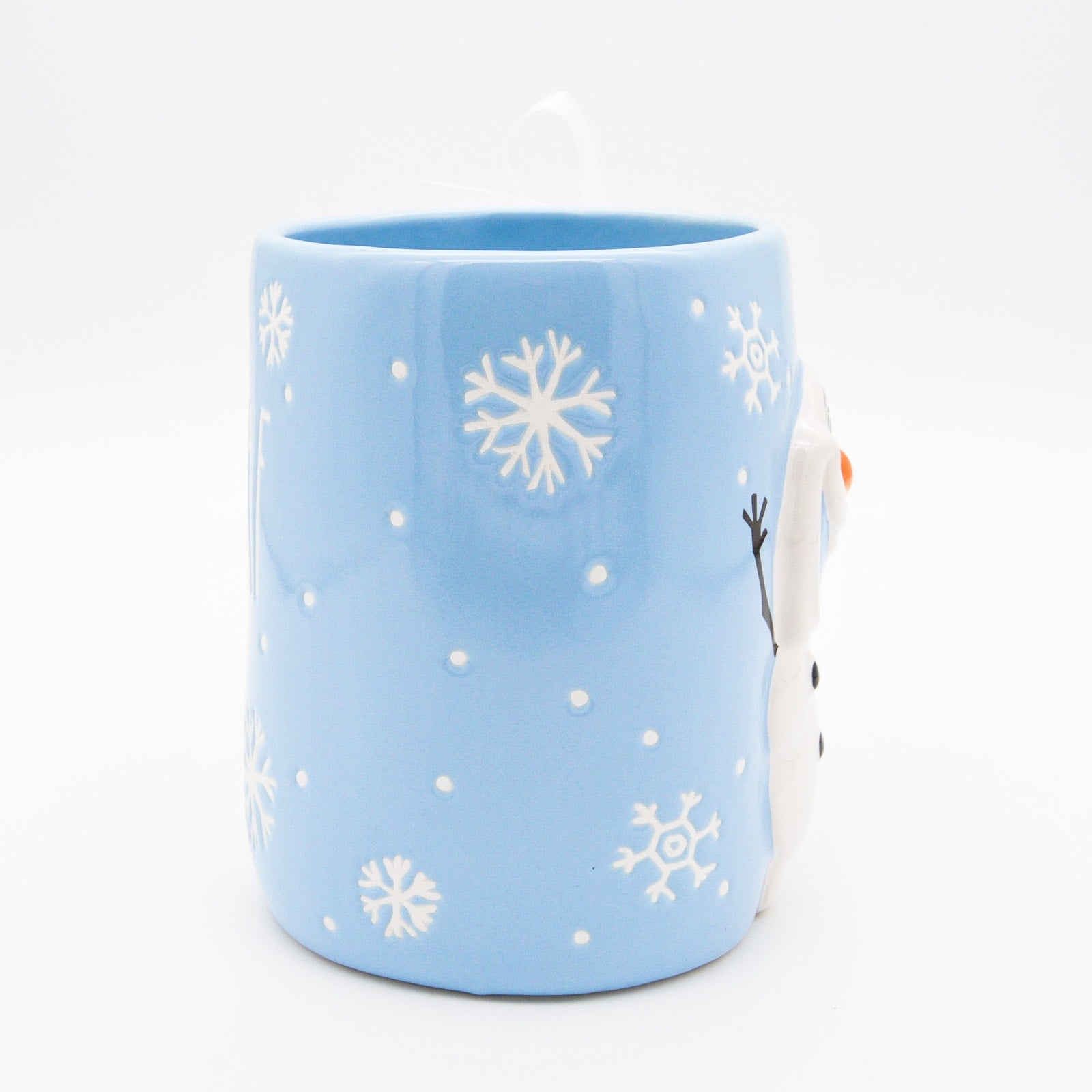 Rae Dunn Olaf Mug, Blue Frozen 3D Olaf with Snowflakes, 16oz Coffee Cup Gift for Frozen Olaf Fans