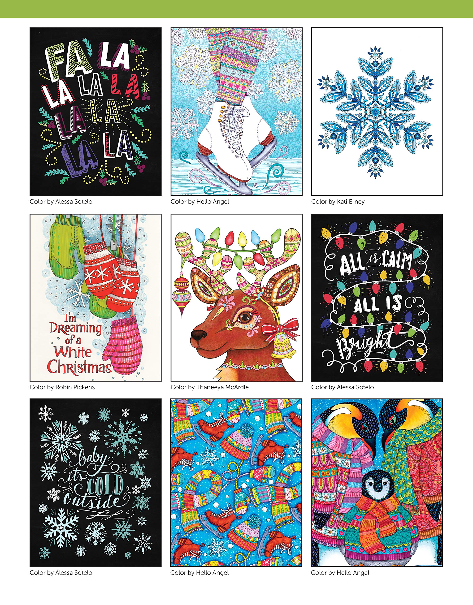 Merry & Bright Holiday Coloring Book (Design Originals) A Festive Christmas Coloring Wonderland of Snowmen, Ice Skates, and Quirky Critters on Perforated Pages that Resist Bleed Through