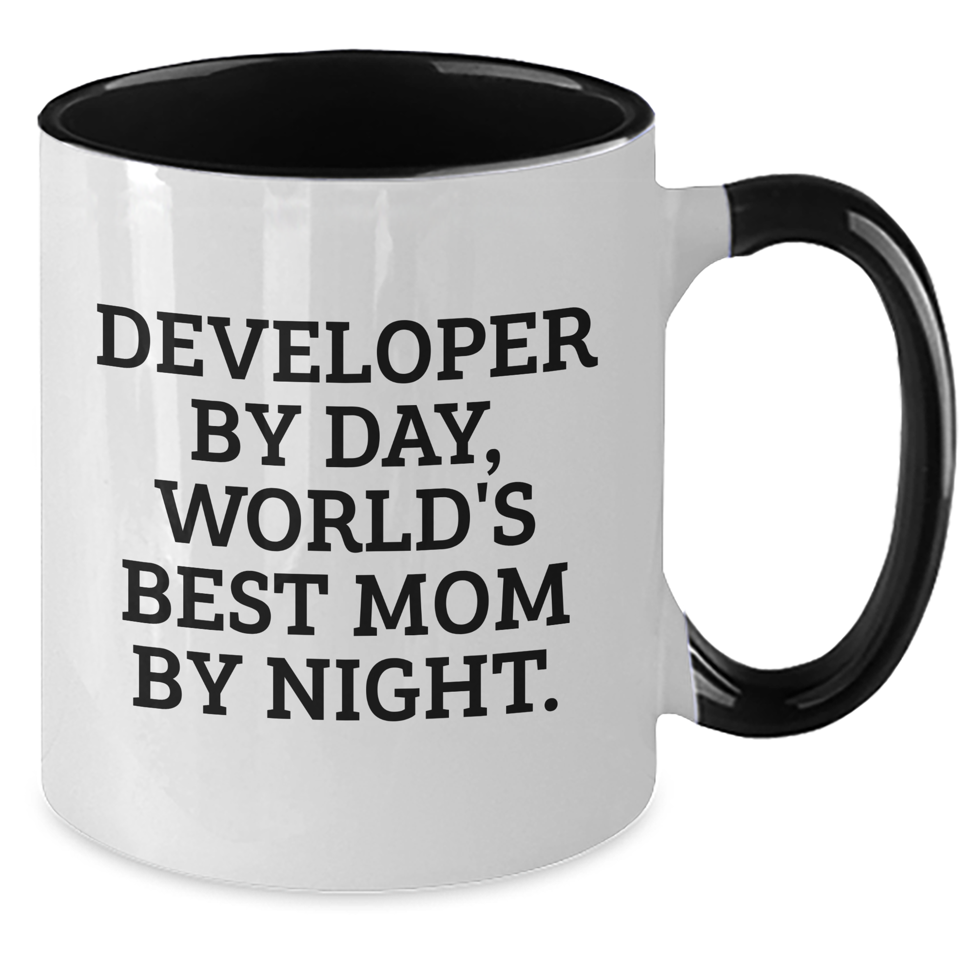 Developer Humor Coffee Mugs - Funny Gifts from Mom for Dad by Day, World's Best Mom By Night on Father's Day, Two Tone Ceramic Mug - Additional