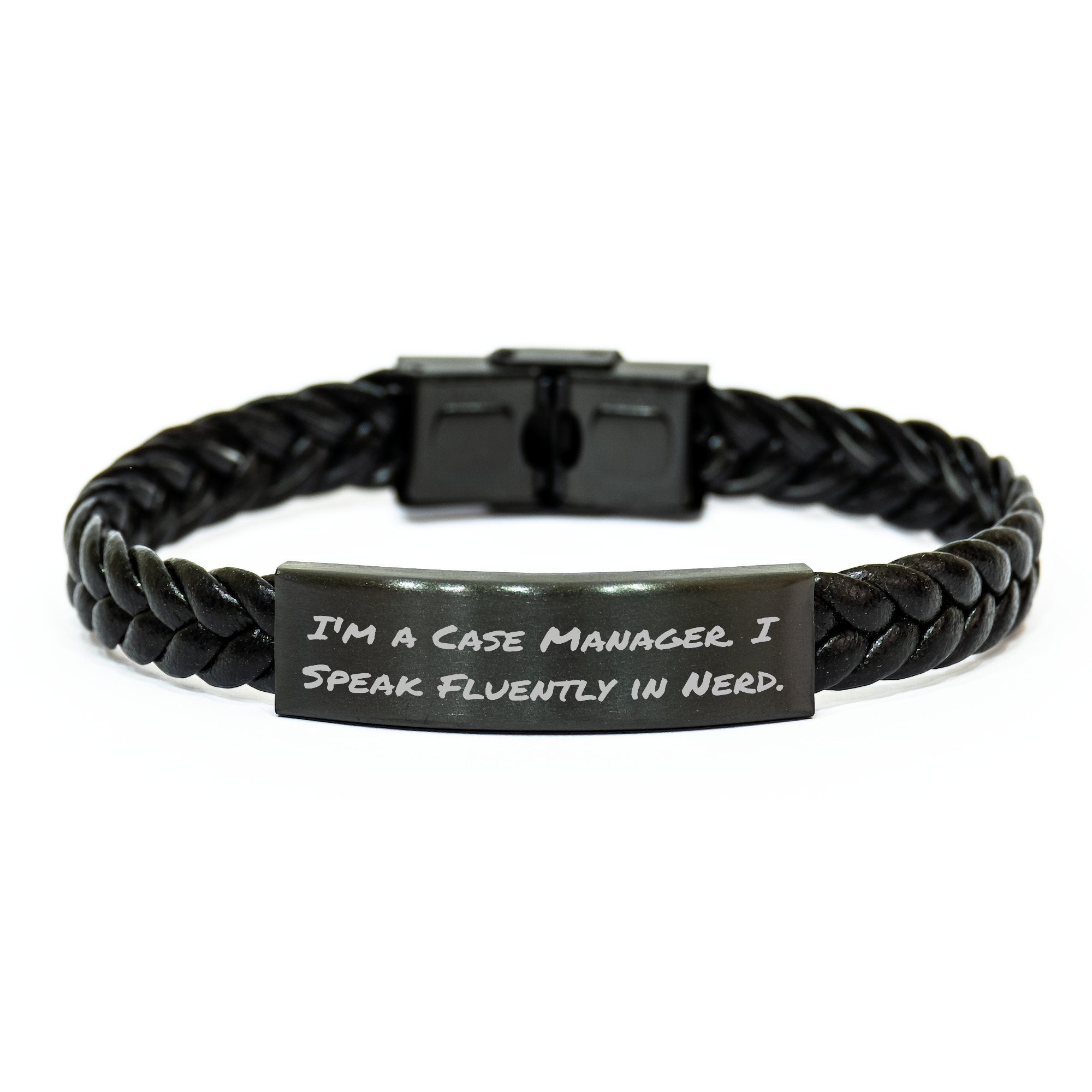 Funny Case Manager Gifts from Men for Mother's Day Unique Interlaced Leather Bracelet with 'I'm A Case Manager. I Speak Fluently In genius.' Quote