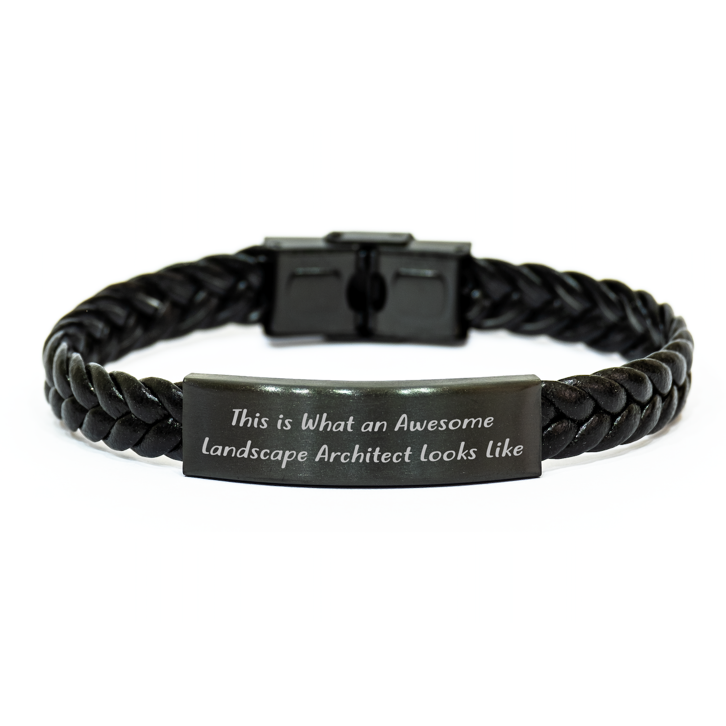 Landscape Architect Gifts, Inspirational Quote Interlaced Leather Bracelet, Gifts from Friends for Landscape Architect Graduation, Unique Men's Jewelry - Image 1