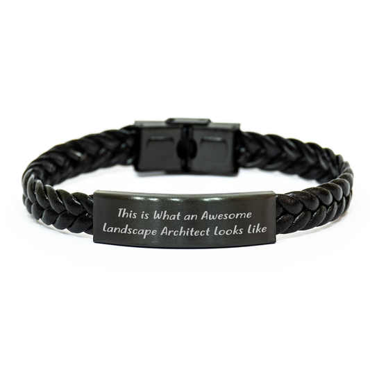 Landscape Architect Gifts, Inspirational Quote Interlaced Leather Bracelet, Gifts from Friends for Landscape Architect Graduation, Unique Men's Jewelry - Image 1