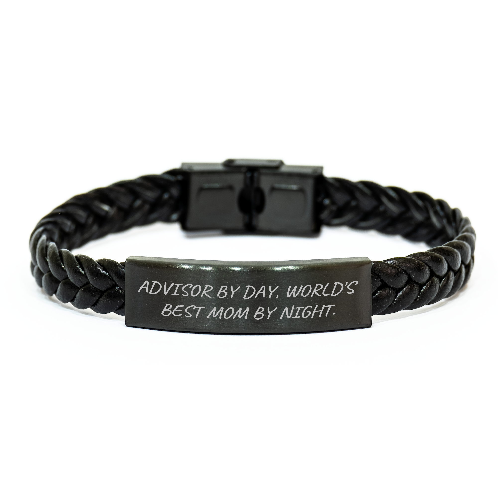 Funny Advisor Gifts - Interlaced Leather Bracelet, Gifts from Men, Gifts for Advisor By Day, World's Best Mom By Night.