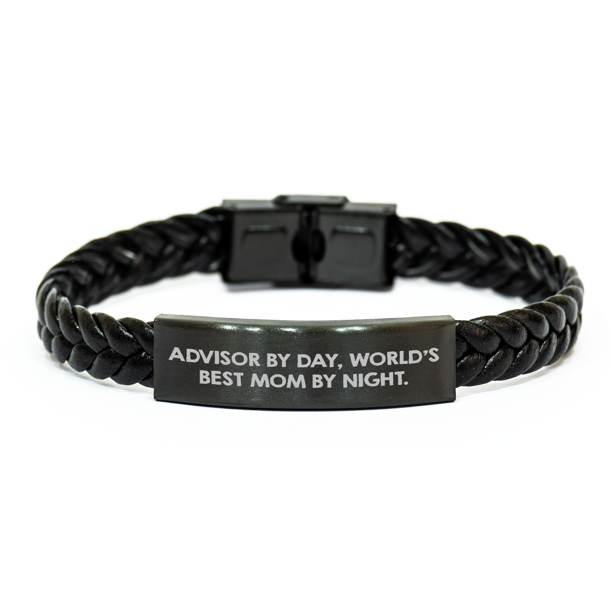 Funny Advisor Gifts from Mom, Interlaced Leather Bracelet for Advisor, World's Best Mom By Night, Father's Day Unique Gifts