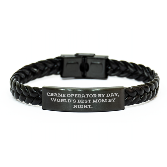 Funny Crane Operator Quote Interlaced Leather Bracelte for Father's Day Unique Gifts from Men to Crane Operator Friends - Image 1