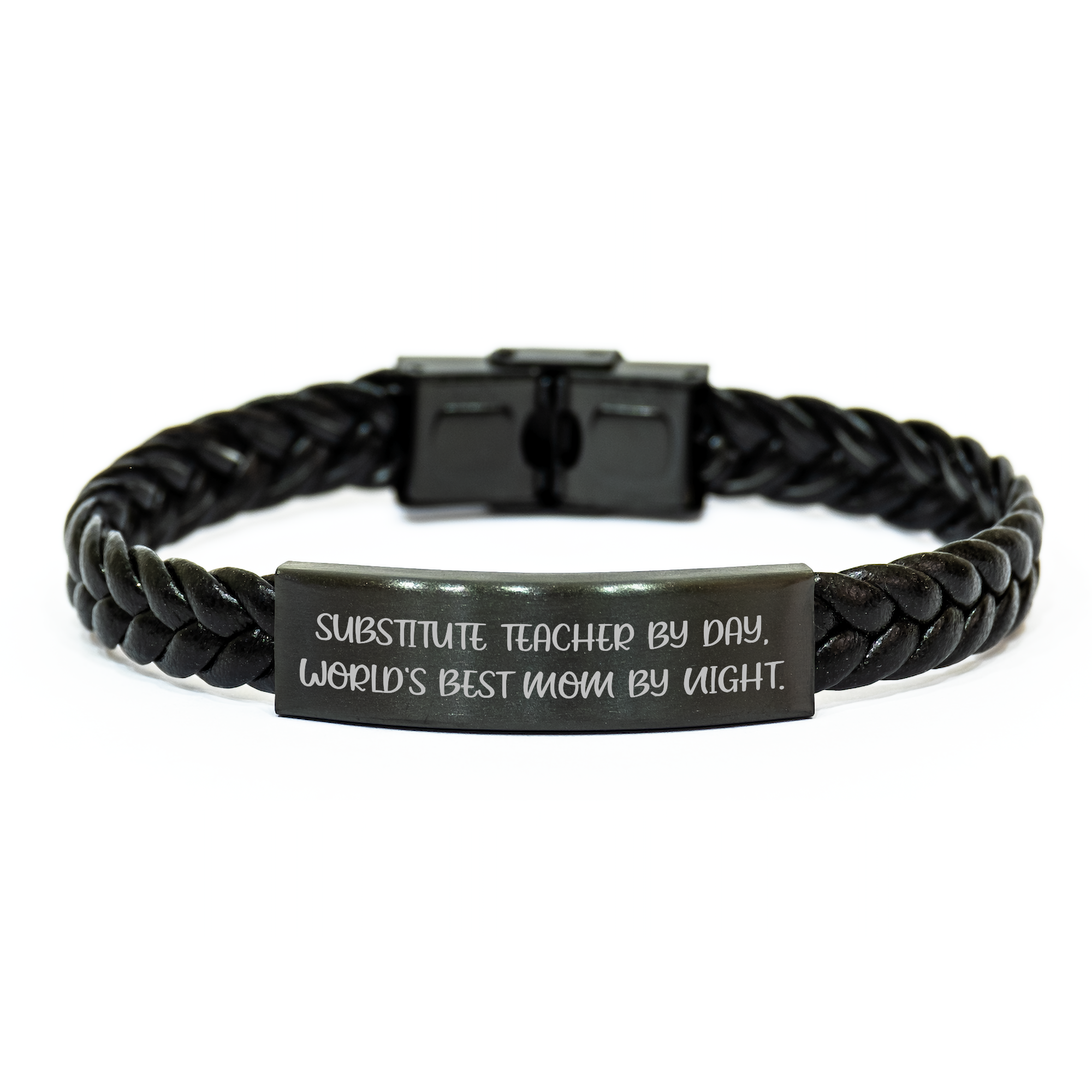 Funny Substitute Teacher Gifts by Day, World's Best Mom Interlaced Leather Bracelets for Her Graduation Unique Gifts from Mom