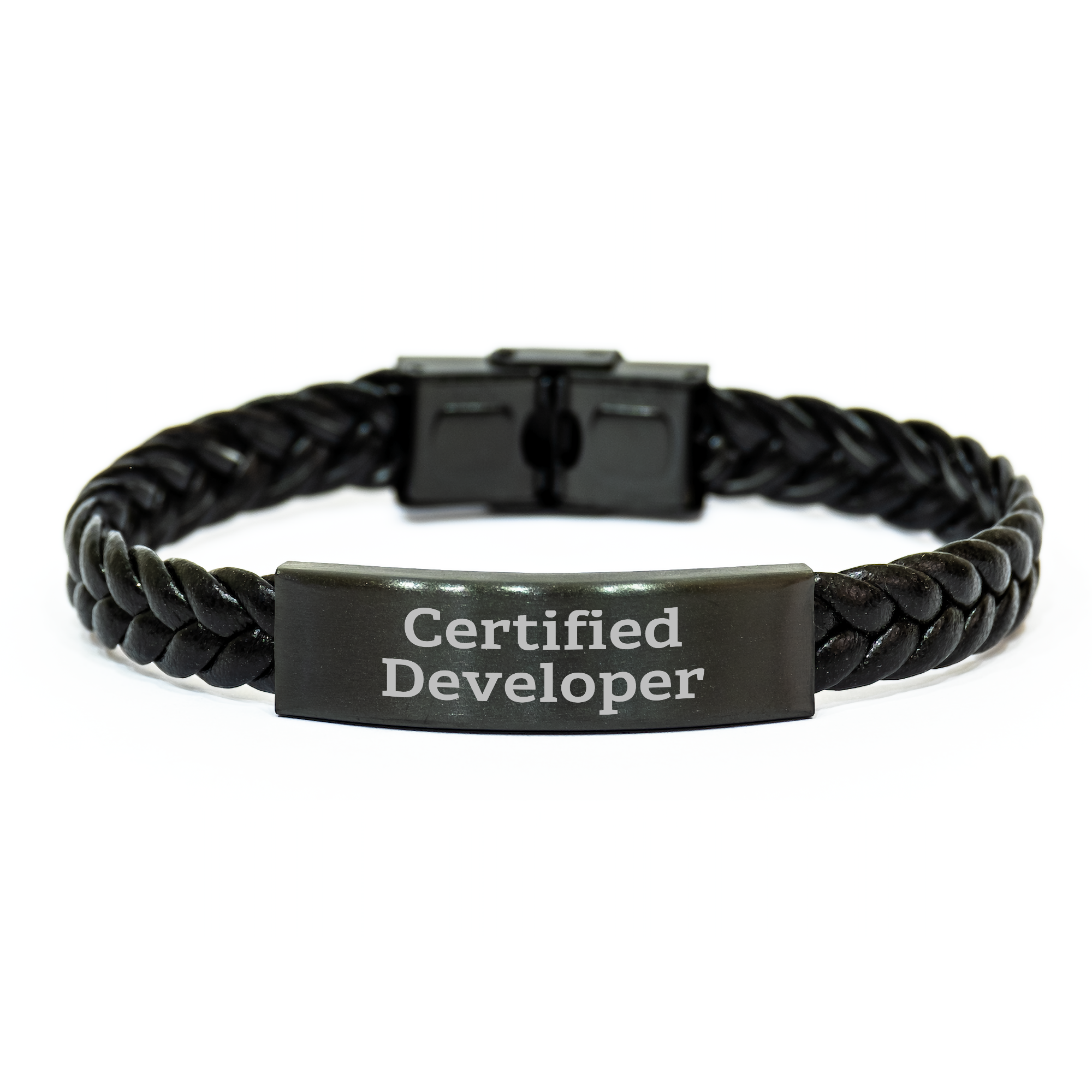 Developer Gifts from Friends - Funny Quote Interlaced Leather Bracelet, Certified Developer Unique Gifts for Men, Father's Day Unique Gifts from Family