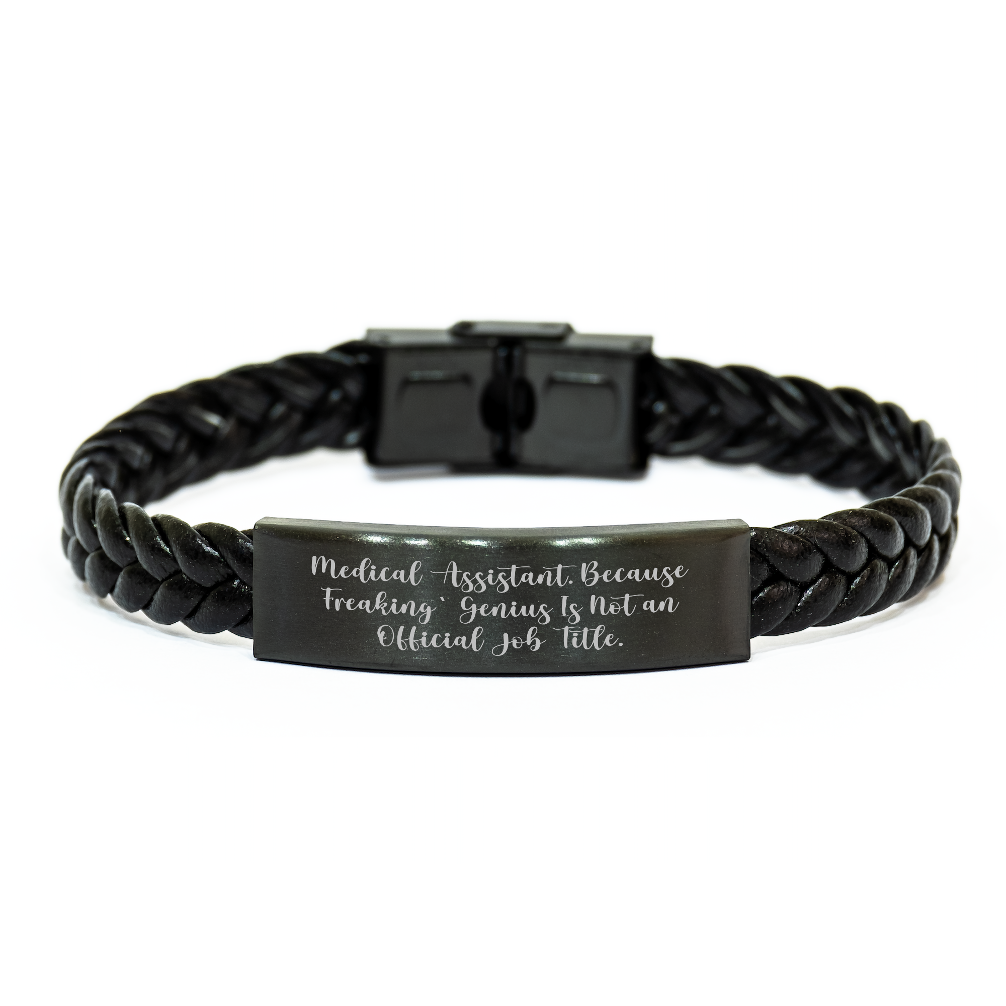 Medical Assistant Funny Quote Interlaced Leather Bracelet, Gifts from Men to Medical Assistants, Unique Father's Day Presents for Him, Stainless Steel PU Leather Combination, Durable Engraved Design