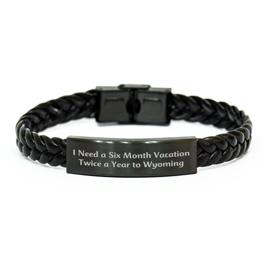 Wyoming Wonders Interlaced Leather Bracelet, Funny Quote Gift for Mom from Family, Unique Mother's Day Present - Image 1