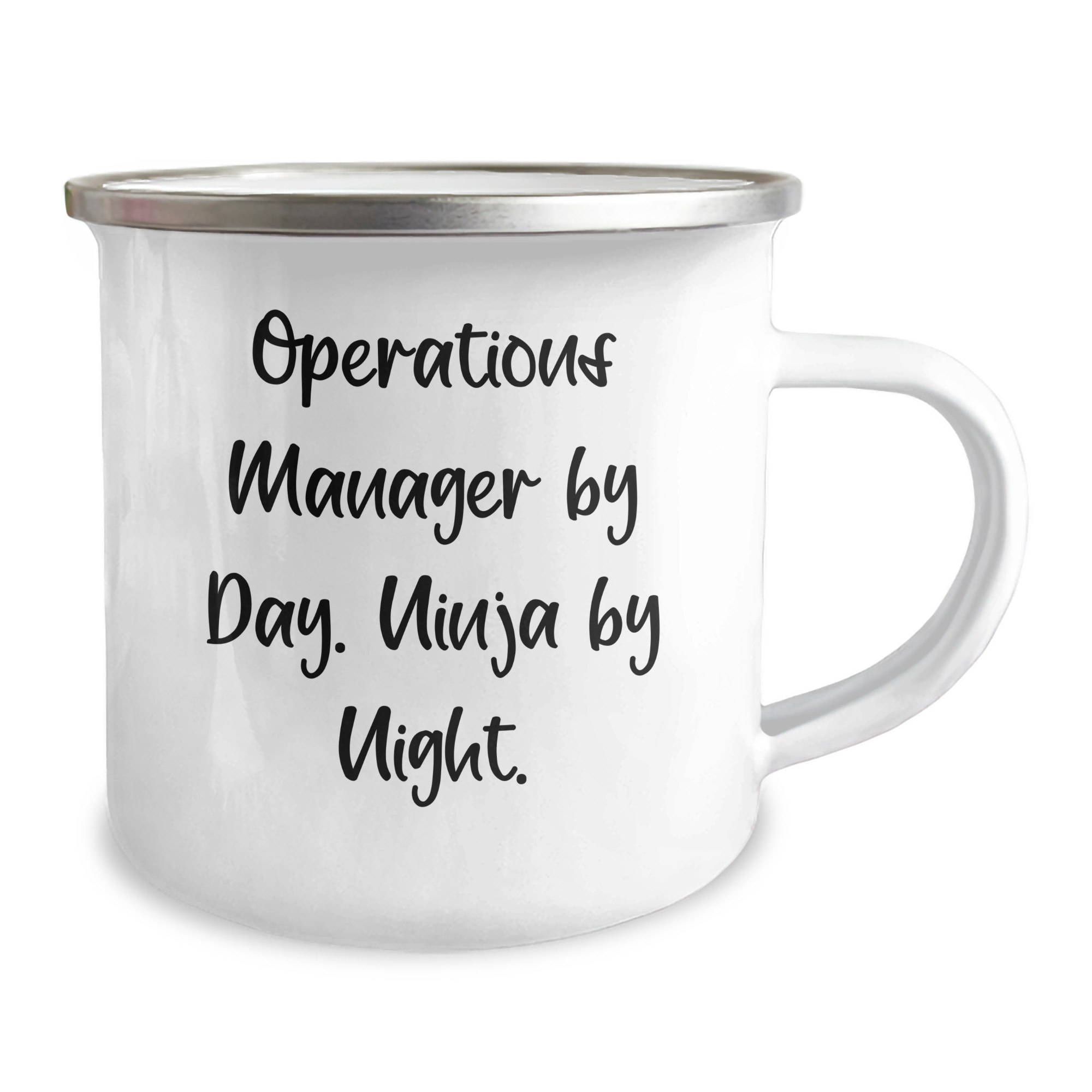 Operations Manager By Day Ninja By Night Camping Mug, Funny Quote Gifts for Operations Manager, Unique Father's Day Unique Gifts from Friends, 12 oz Stainless Steel with Enamel Finish - Image 2