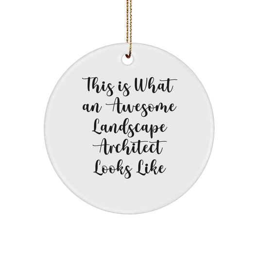 Funny Gifts from Friends to Landscape Architects - This Is What An Awesome Landscape Architect Looks Like Circle Ornament, White, 2.75'' Tall, Christmas Unique Gifts - Image 1