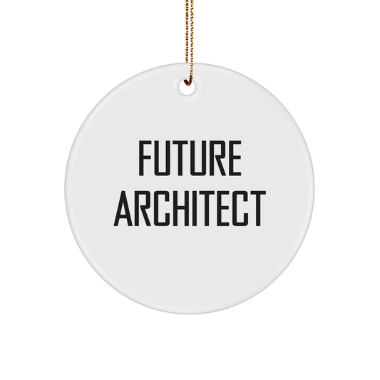 Future Architect Gifts from Men to Friends - Cute Inspirational Circle Ornament for Christmas, Unique Architect Decorations, White MDF Print, Funny Quote for Family, Coworkers, or Alone - Image 1