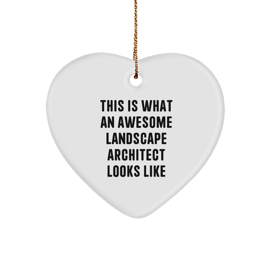 Funny Landscape Architect Gifts from Friends, This Is What An Awesome Landscape Architect Looks Like Heart Ornament, Perfect for Christmas - Image 1