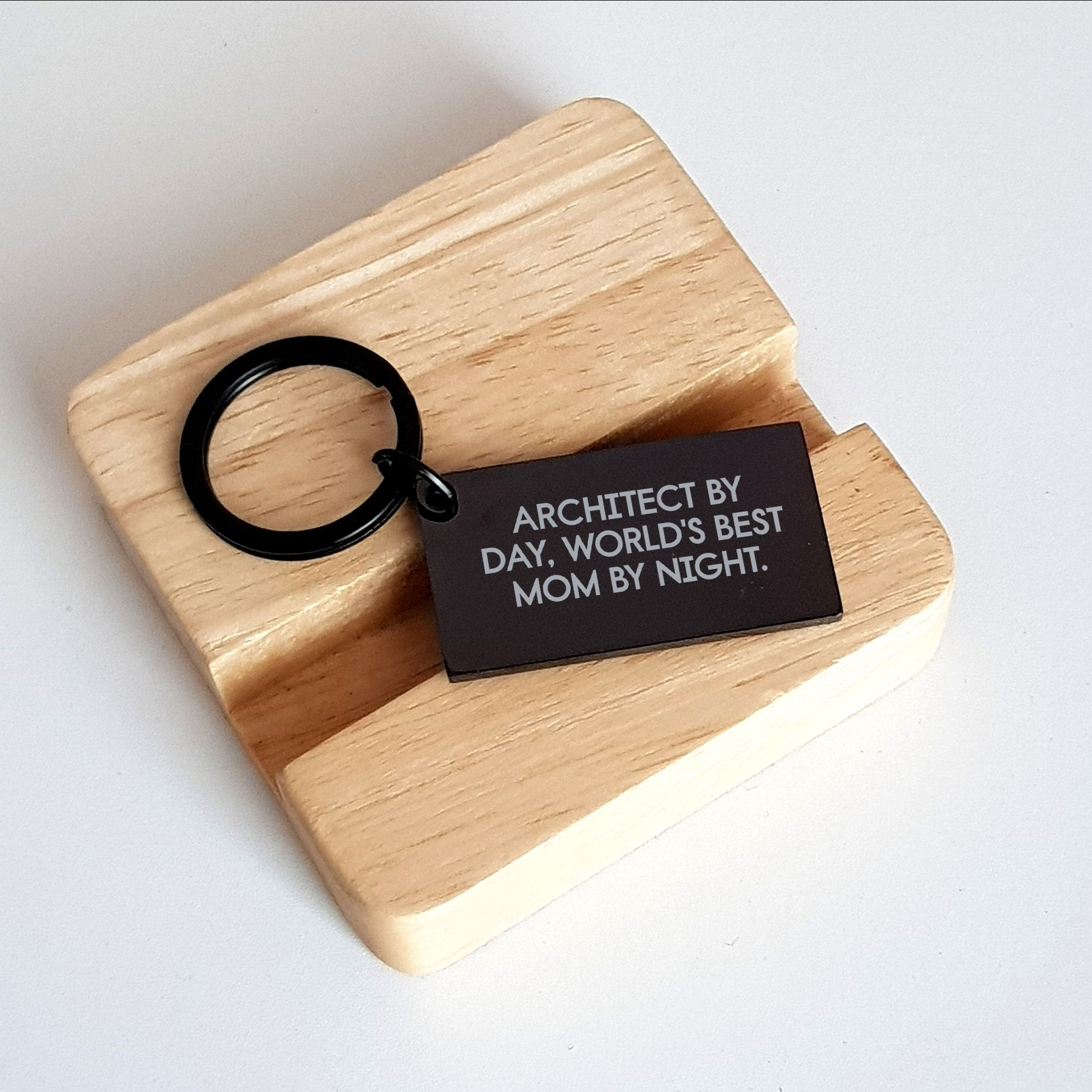 Architect Keychain Gifts from Family, Inspirational Quote for Father's Day, 'Architect By Day, World's Best Mom By Night.' - Image 2