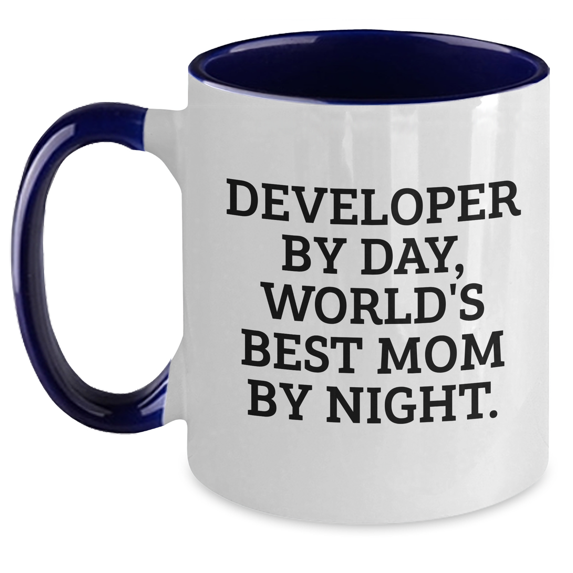 Developer Humor Coffee Mugs - Funny Gifts from Mom for Dad by Day, World's Best Mom By Night on Father's Day, Two Tone Ceramic Mug - Main