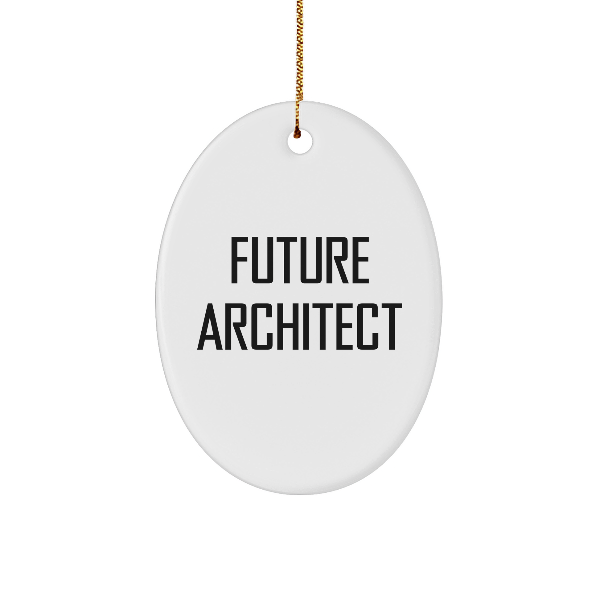 Funny Future Architect Christmas Unique Gifts from Friends to Family Oval Ornament, 'Future Architect' Quote, Durable MDF White Oval Shape, 3.25 Inch Tall - Image 1