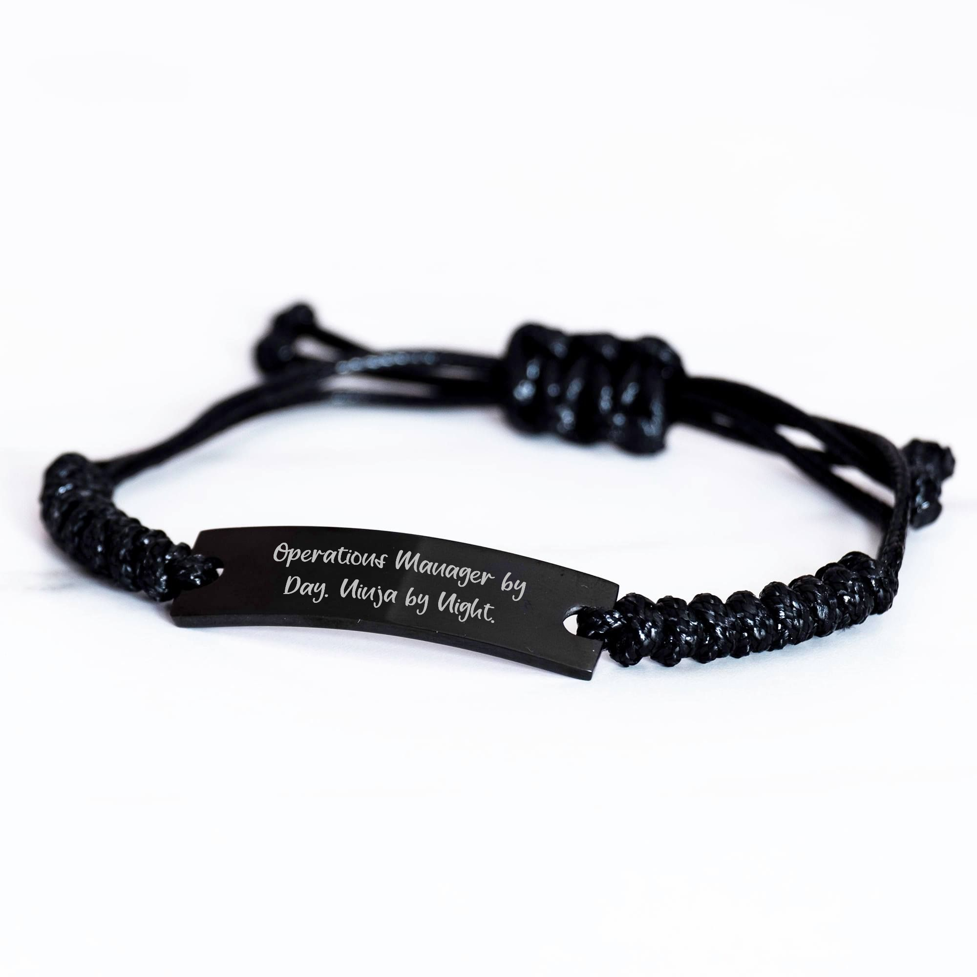 Gifts from Men for Operations Manager, Funny Quote Rope Bracelet, Adjustable Black Stainless Steel, Father's Day Unique Gifts - Image 2