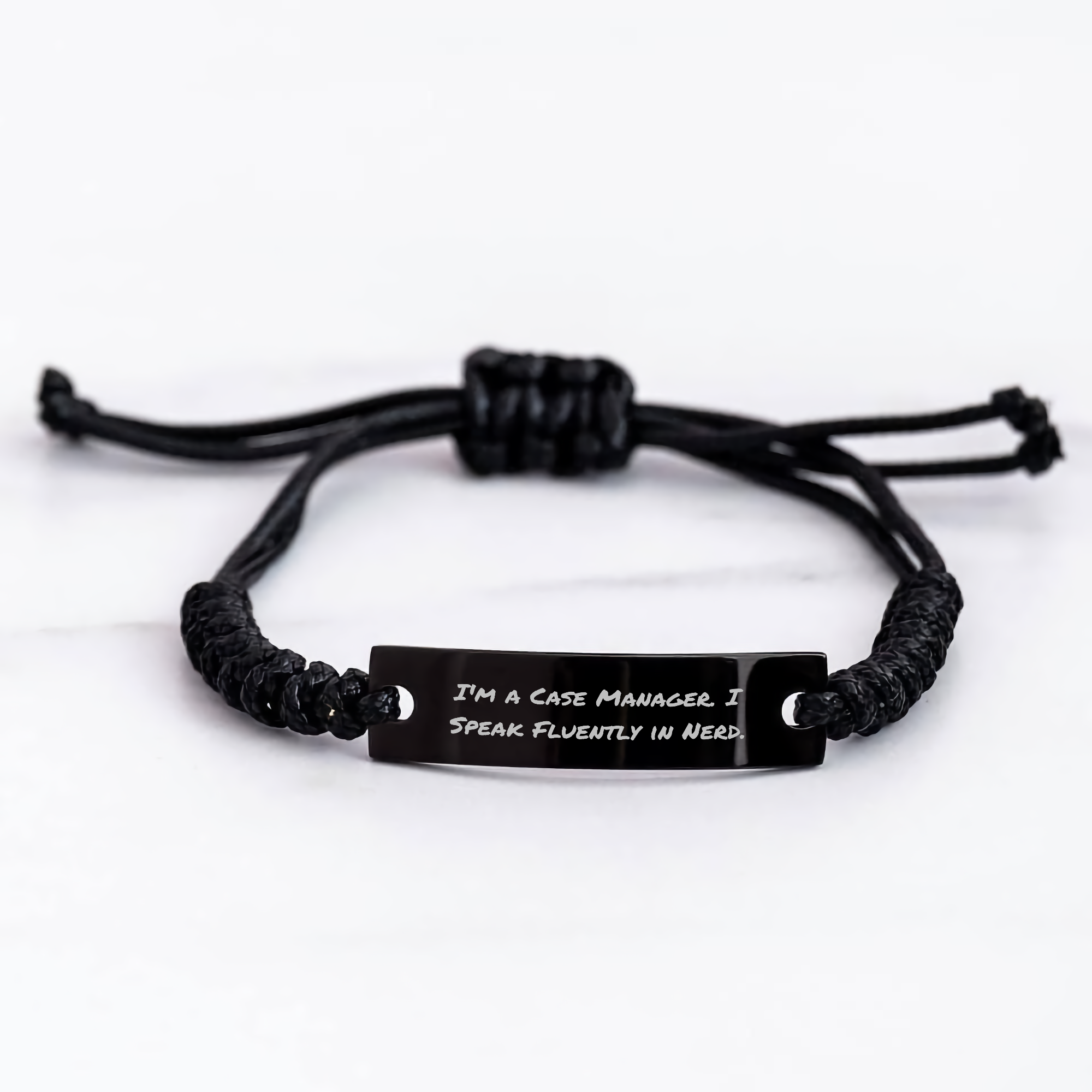 Funny Case Manager Gifts, I'm A Case Manager. I Speak Fluently In genius., Black Rope Bracelet for Mother's Day, Gifts from Family to Case Manager - Image 3