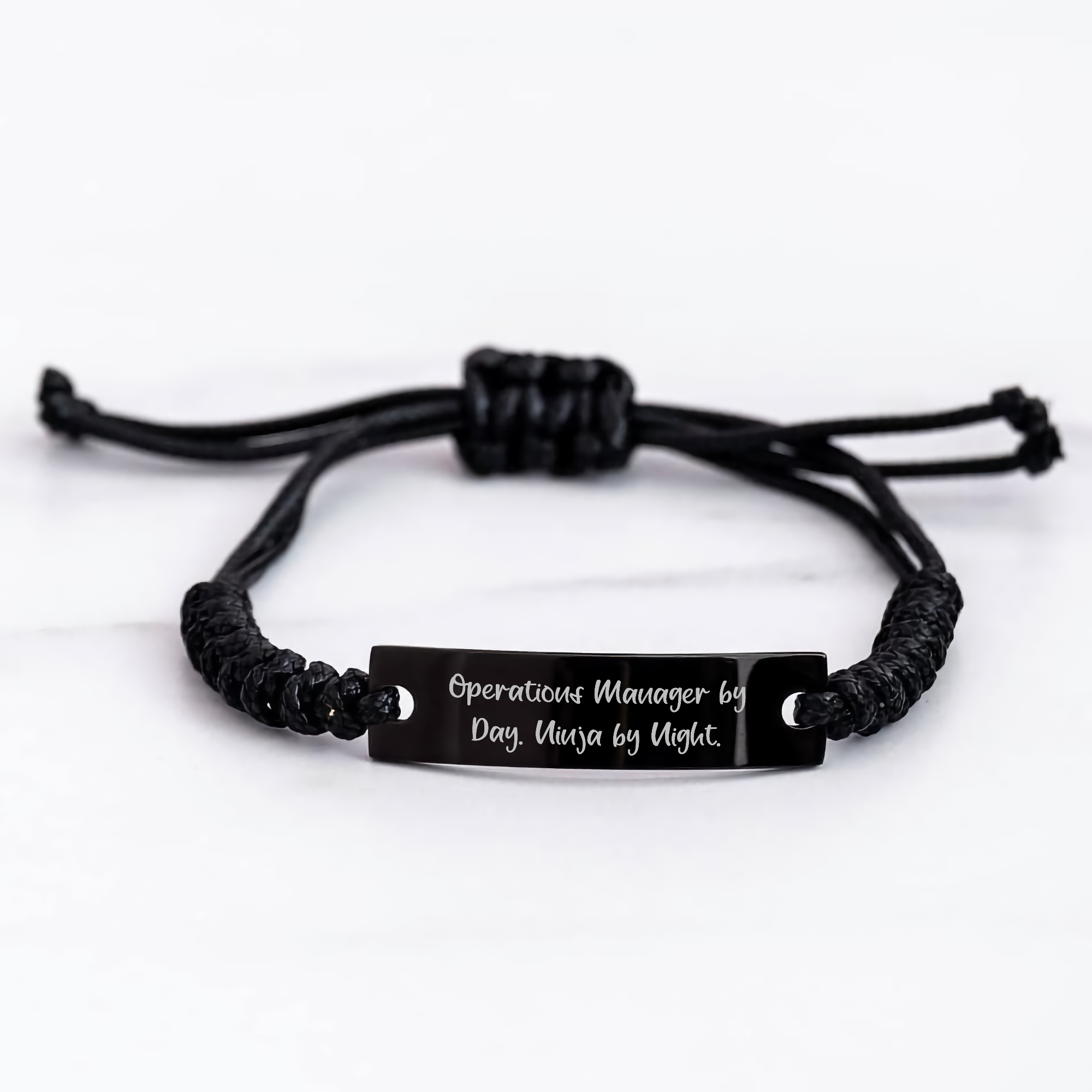Gifts from Men for Operations Manager, Funny Quote Rope Bracelet, Adjustable Black Stainless Steel, Father's Day Unique Gifts - Image 3