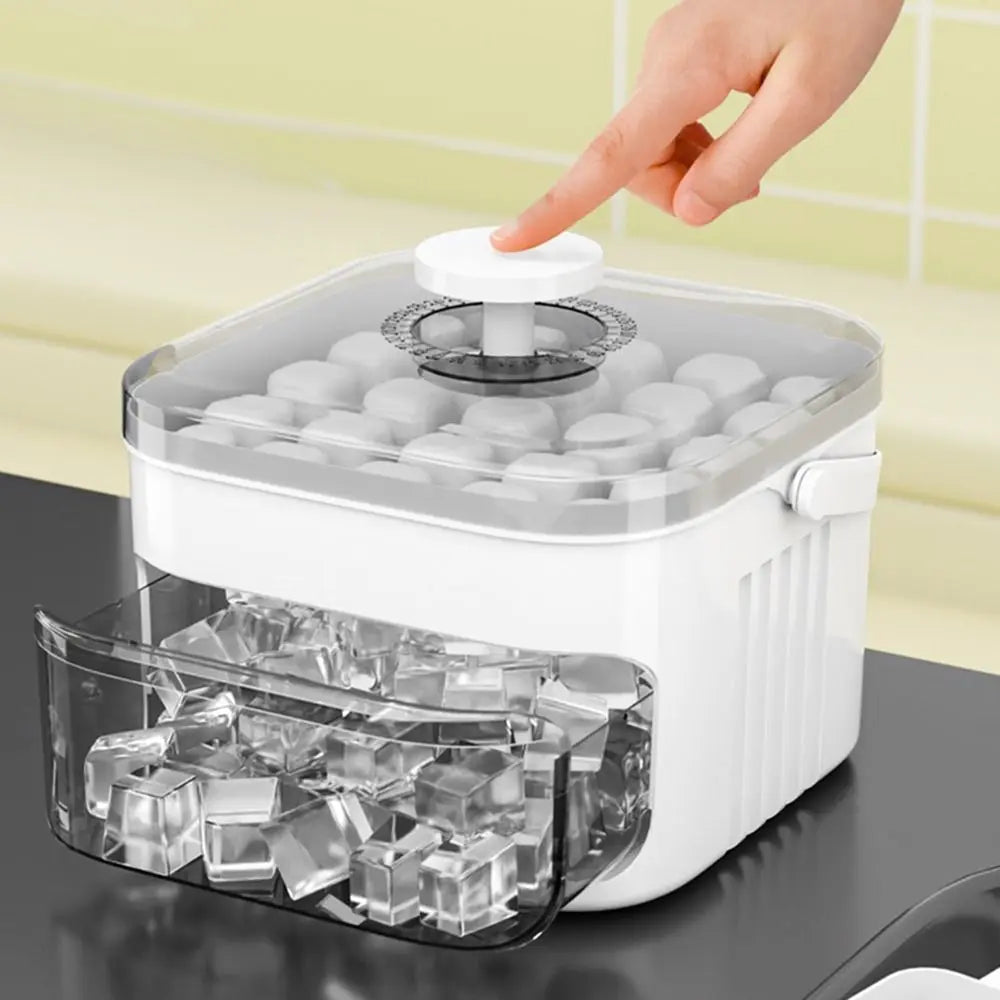50-Cube Double Layer Ice Maker Tray with Easy-Press Lid & Storage Box | Refrigerator Ice Cube Maker