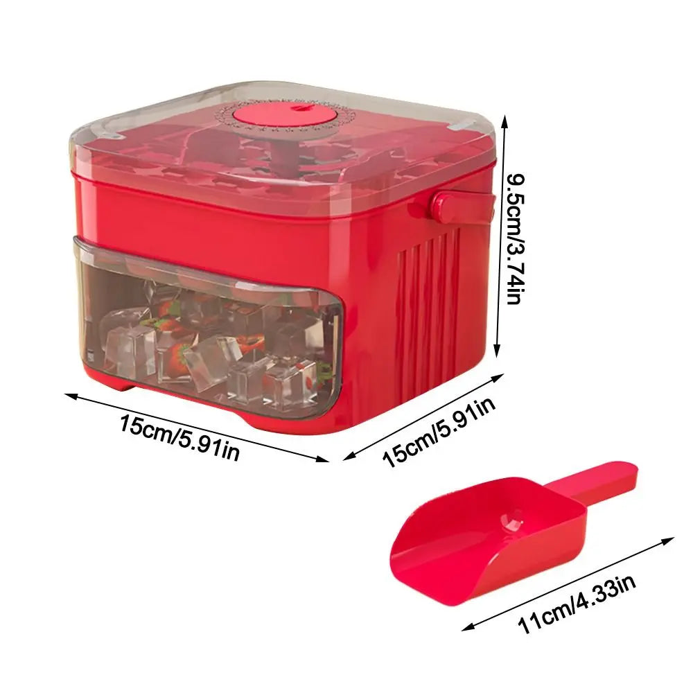 50-Cube Double Layer Ice Maker Tray with Easy-Press Lid & Storage Box | Refrigerator Ice Cube Maker
