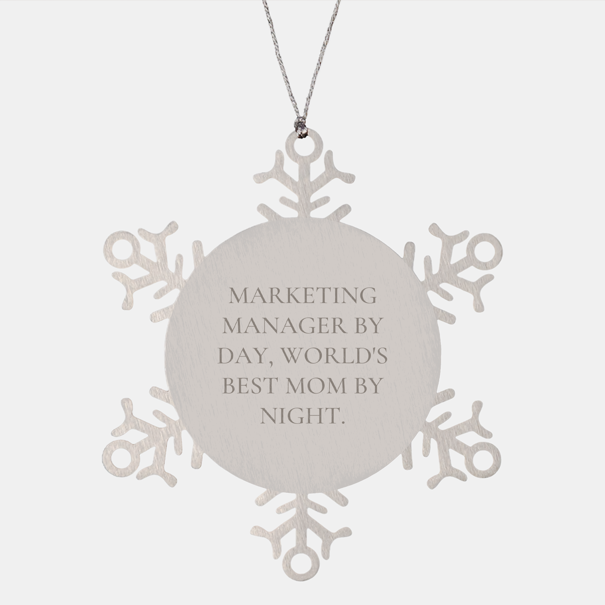 Marketing Manager Gifts for Christmas - Shatterproof Snowflake Ornament, 'Marketing Manager By Day, World's Best Mom By Night.', Unique Present from Mom to Marketing Manager