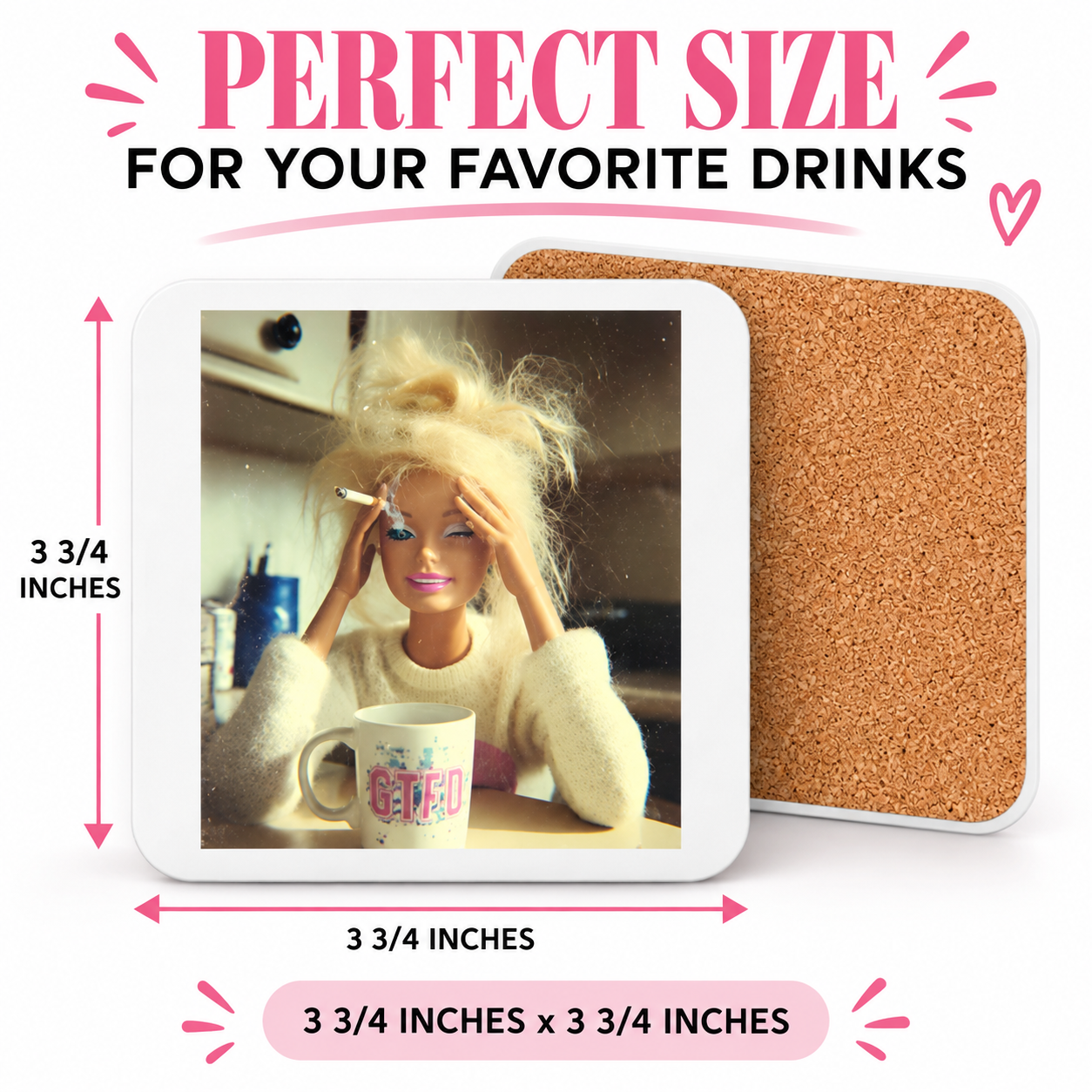 Disgusted Doll Face Meme Coaster - Funny Drink Coaster, Gag Gift