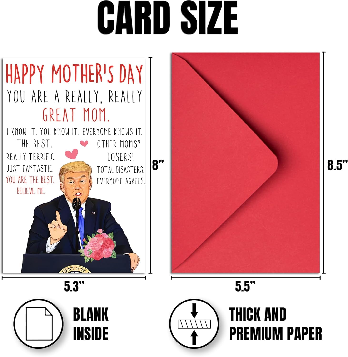 Happy Mothers Day Card for Mom - Funny Mother Birthday Card with Envelope, Best Mom Gifts from Daughter Son Kid, Ideal Mothers Day Birthday Cards for Mama, Grandma, Stepmom, Her, Women