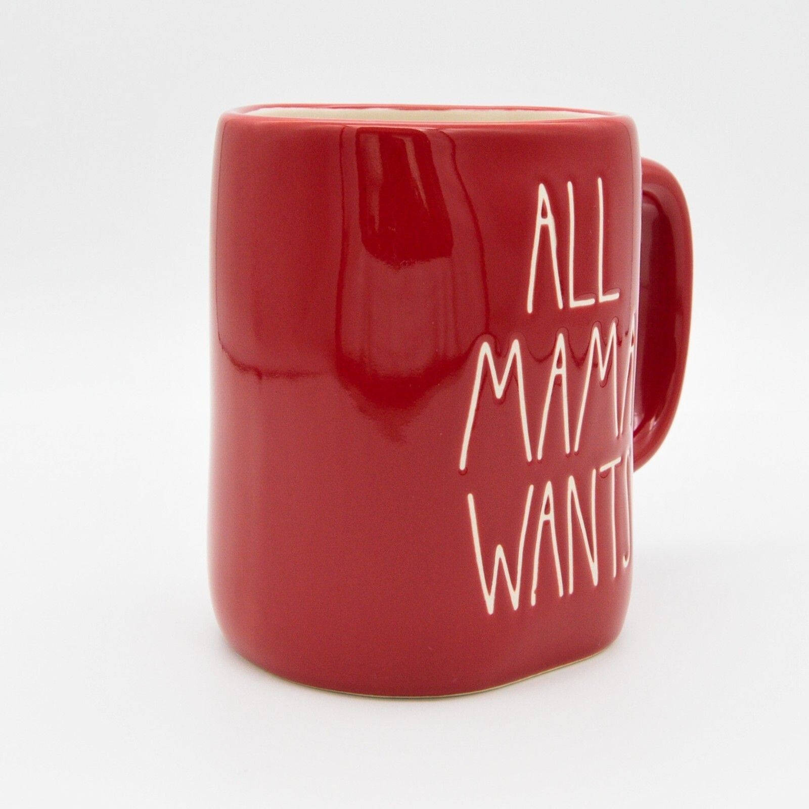 Red Rae Dunn Mug, All Mama Wants for Christmas 16oz Ceramic Coffee Cup Gift, New