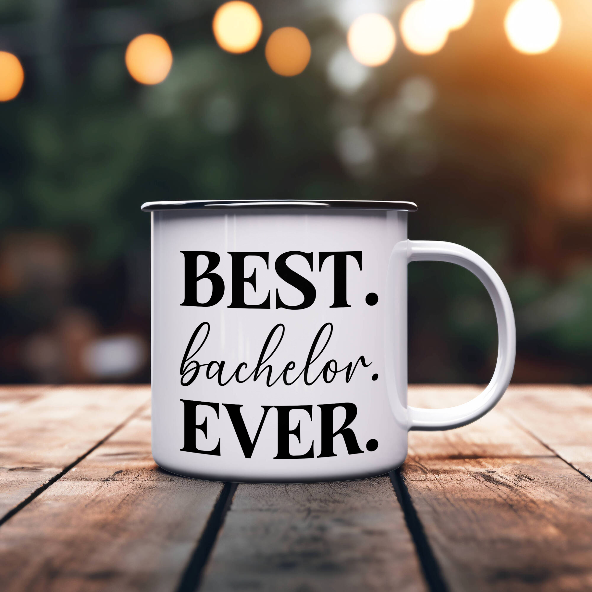 Best bachelor Ever Coffee Mug, bachelor Superlative 12oz White Enamel Camping Mug, Stainless Steel Mug Gift for bachelor