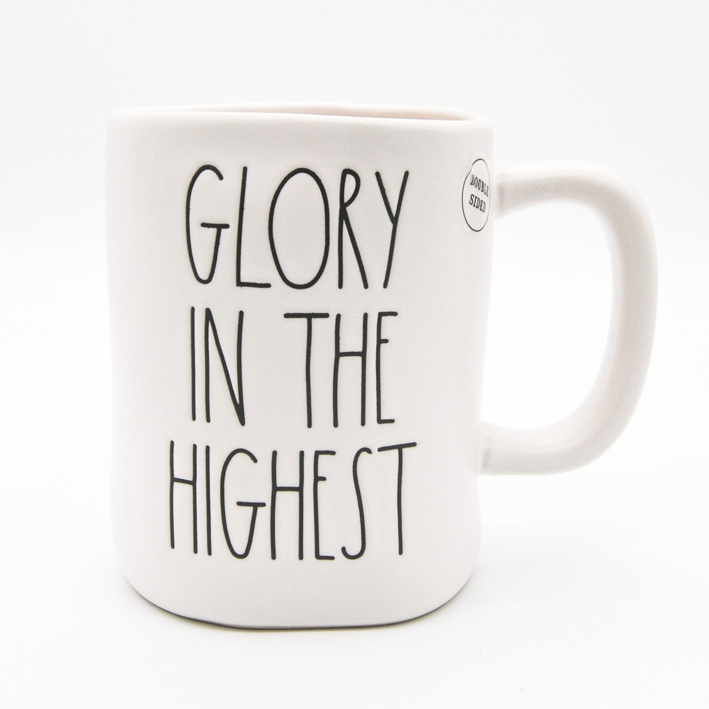 Rae Dunn Christian Mug, Glory In The Highest 16oz Double-Sided Ceramic Coffee Cup Christmas Gift, Brand New Item