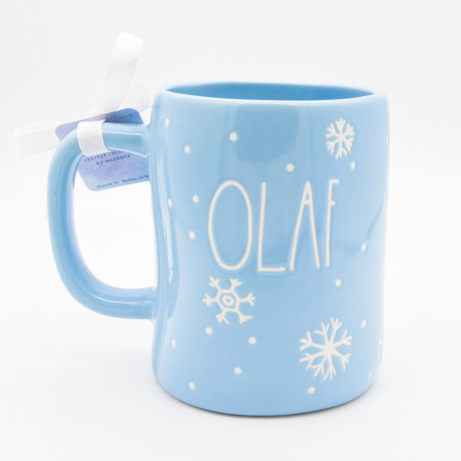 Rae Dunn Olaf Mug, Blue Frozen 3D Olaf with Snowflakes, 16oz Coffee Cup Gift for Frozen Olaf Fans
