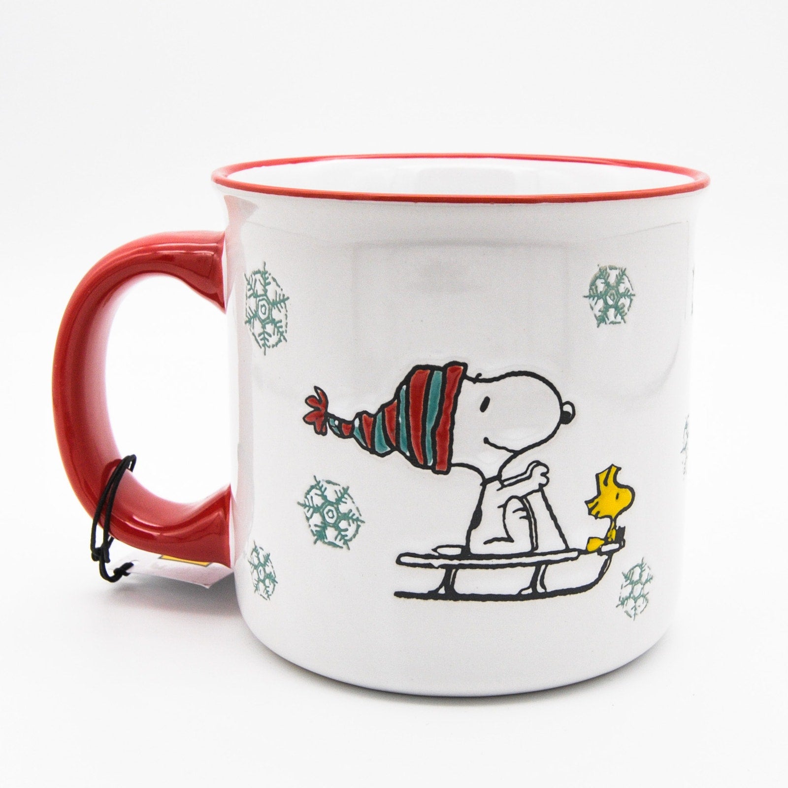 Peanuts Holiday Mug, Snoopy and Woodstock in Sleigh 20oz Ceramic Coffee Cup, Gift For Peanuts Collectors
