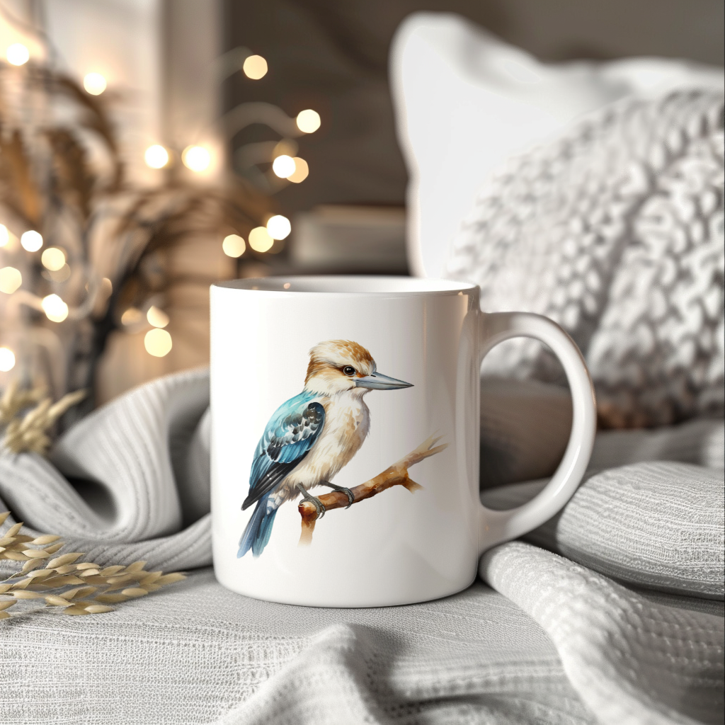 Bird Watching Mug, Kookaburra Song Bird Mug, 11oz or 15oz White Ceramic Coffee Mug Gift for Bird Watchers