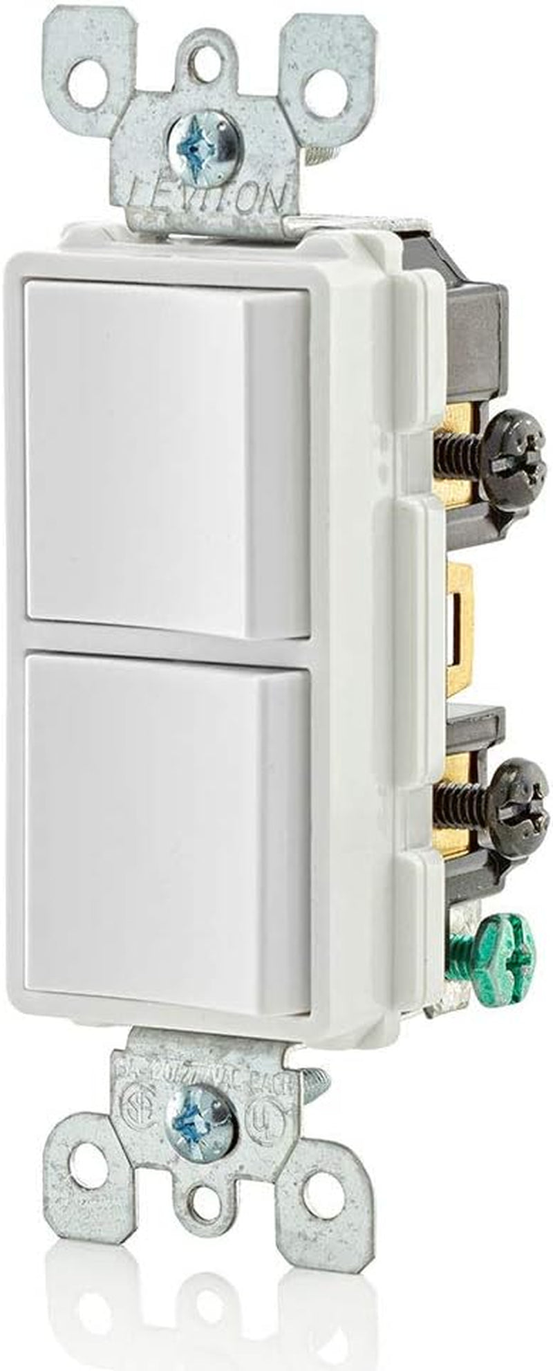 Leviton 5634-W 15 Amp, 120/277 Volt, Decora Single-Pole, AC Combination Switch, Commercial Grade, Grounding, White