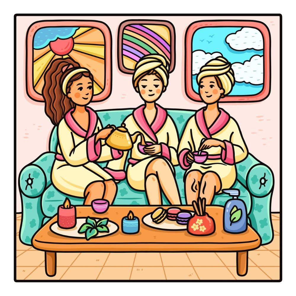 Bestie Moments: Coloring Book for Adults and Teens Featuring Cute & Girly Scenes for Relaxation