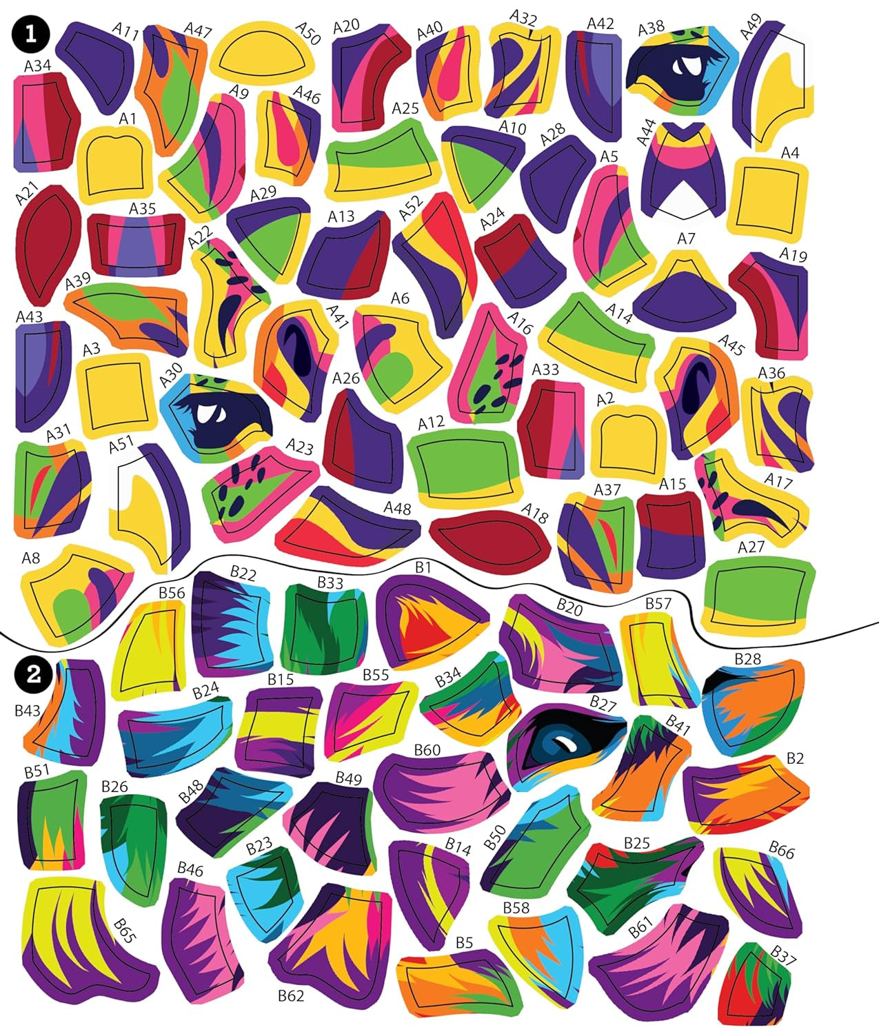 Brain Games - Sticker by Number: Neon Animals (28 Images to Sticker)