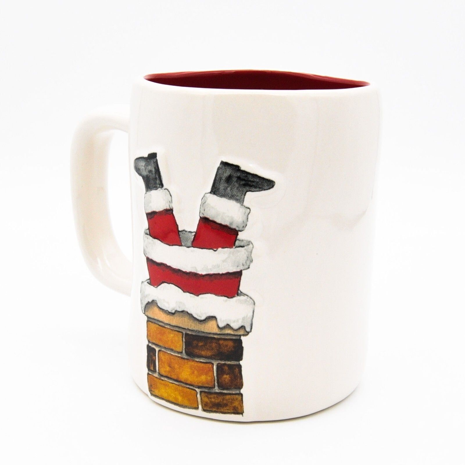 Rae Dunn Santa Mug, 16oz Ceramic Christmas Coffee Cup, Double-Sided Santa Mug