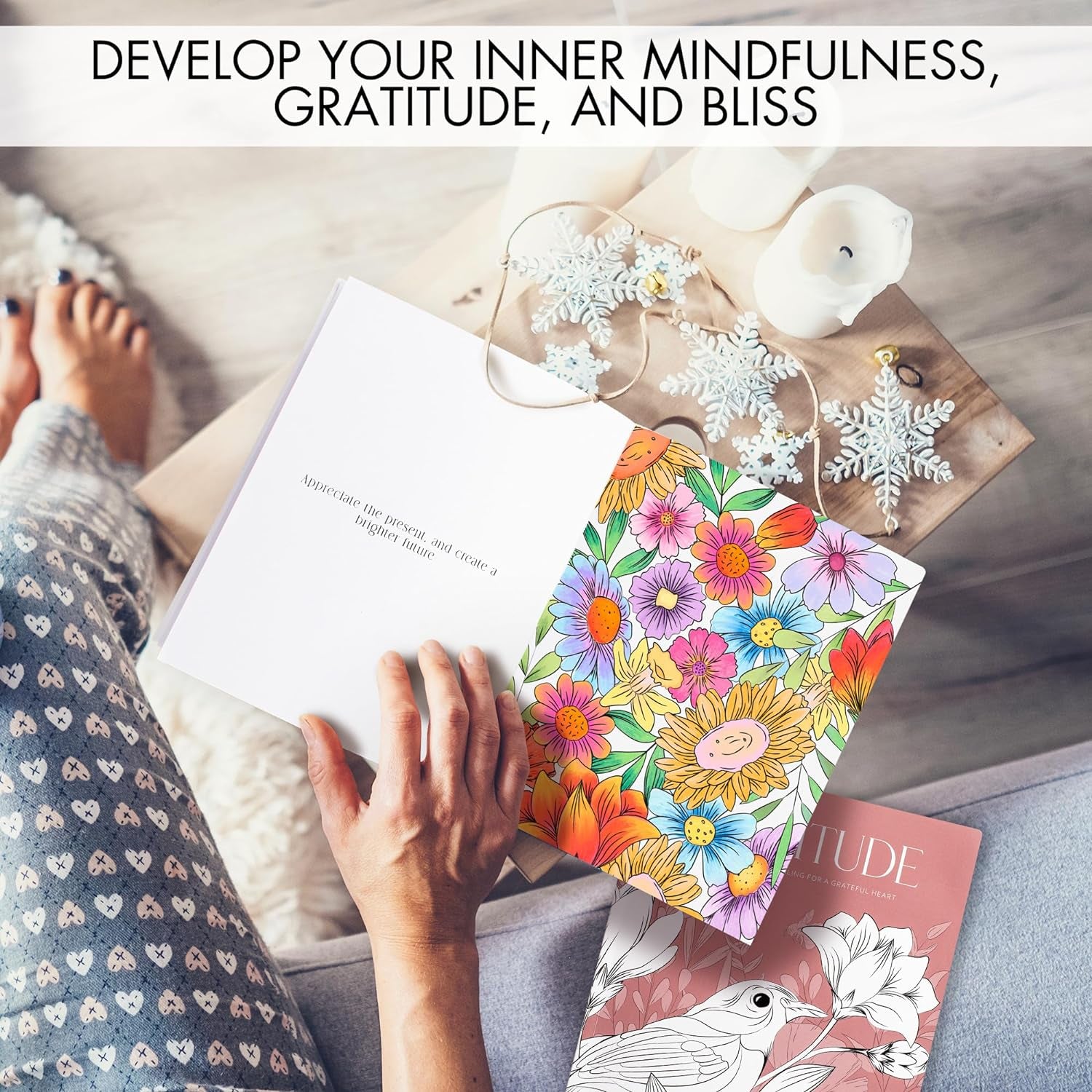 Beautiful Adult Coloring Book Set of 2 for Relaxation - Gratitude and Mindfulness Books with Inspirational Quotes Making It a Great Gift - Perfect Stress-Relieving Books Fun to Color for Women