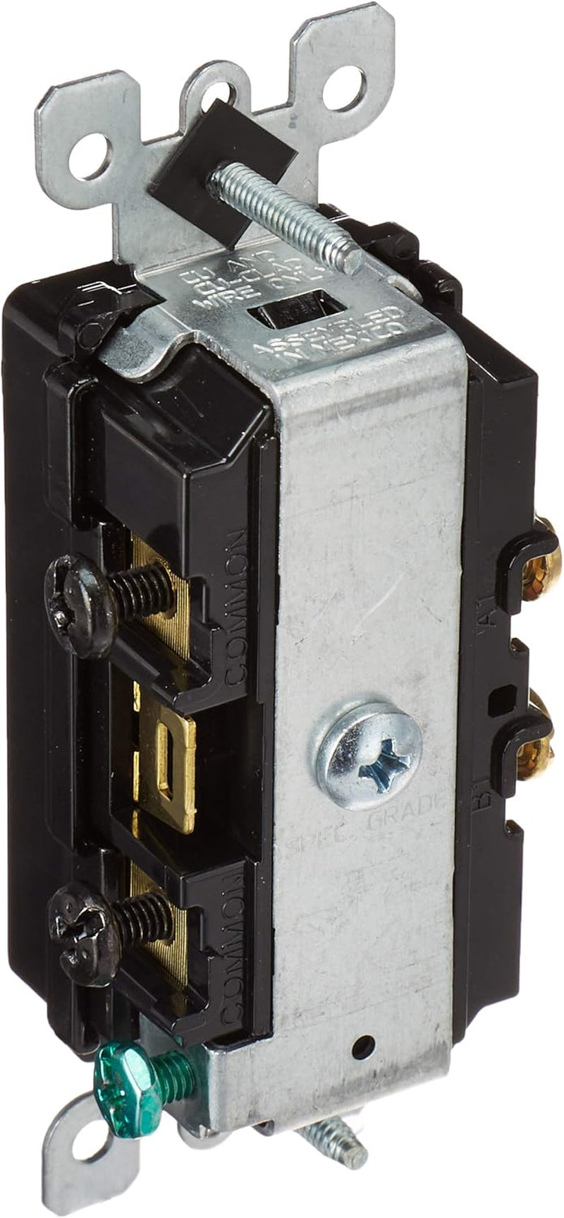 Leviton 5634-E 15 Amp, 120/277 Volt, Decora Single-Pole, AC Combination Switch, Commercial Grade, Grounding, Black