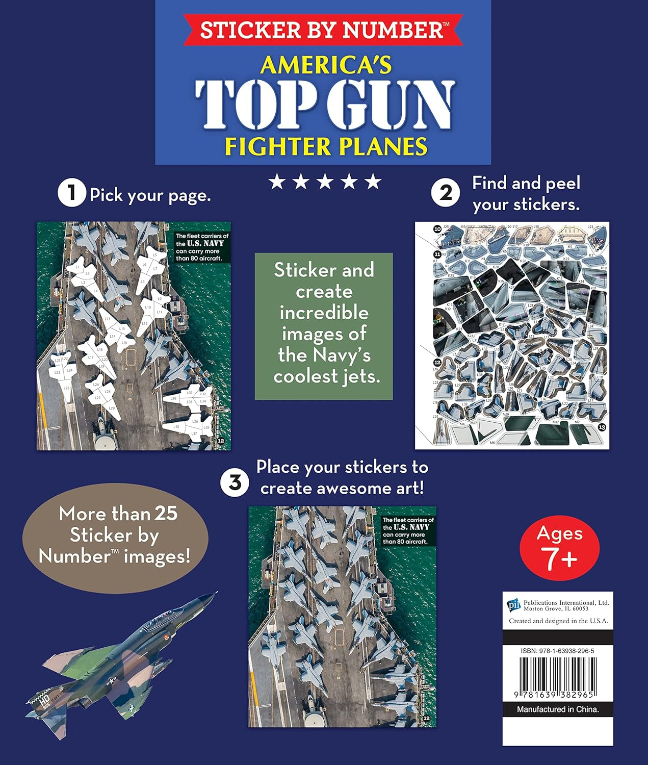 Brain Games - Sticker by Number: America'S Top Gun Fighter Planes (28 Images to Sticker)