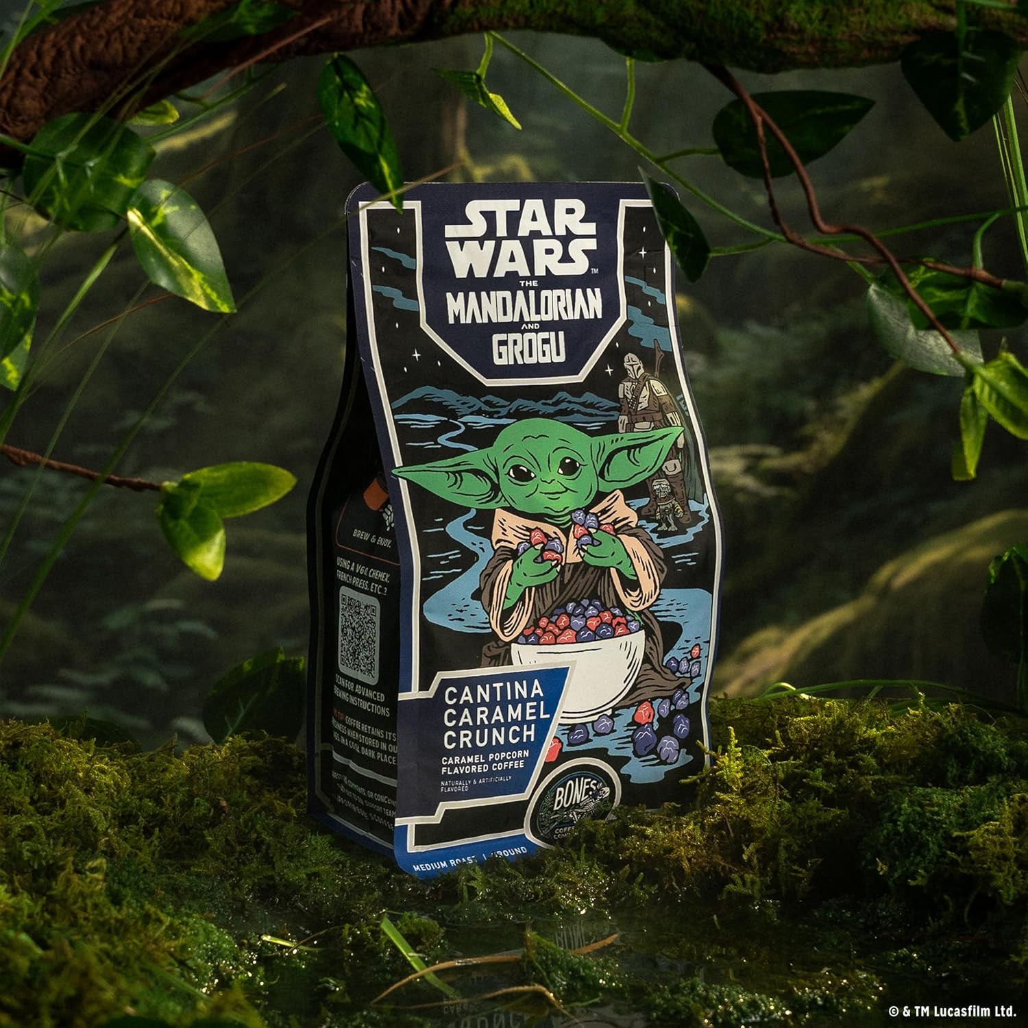 Star Wars Cantina Caramel Crunch Coffee - Indulge in Medium Roast Low-Acid Arabica with Buttery Caramel Popcorn Flavor - 12 Oz