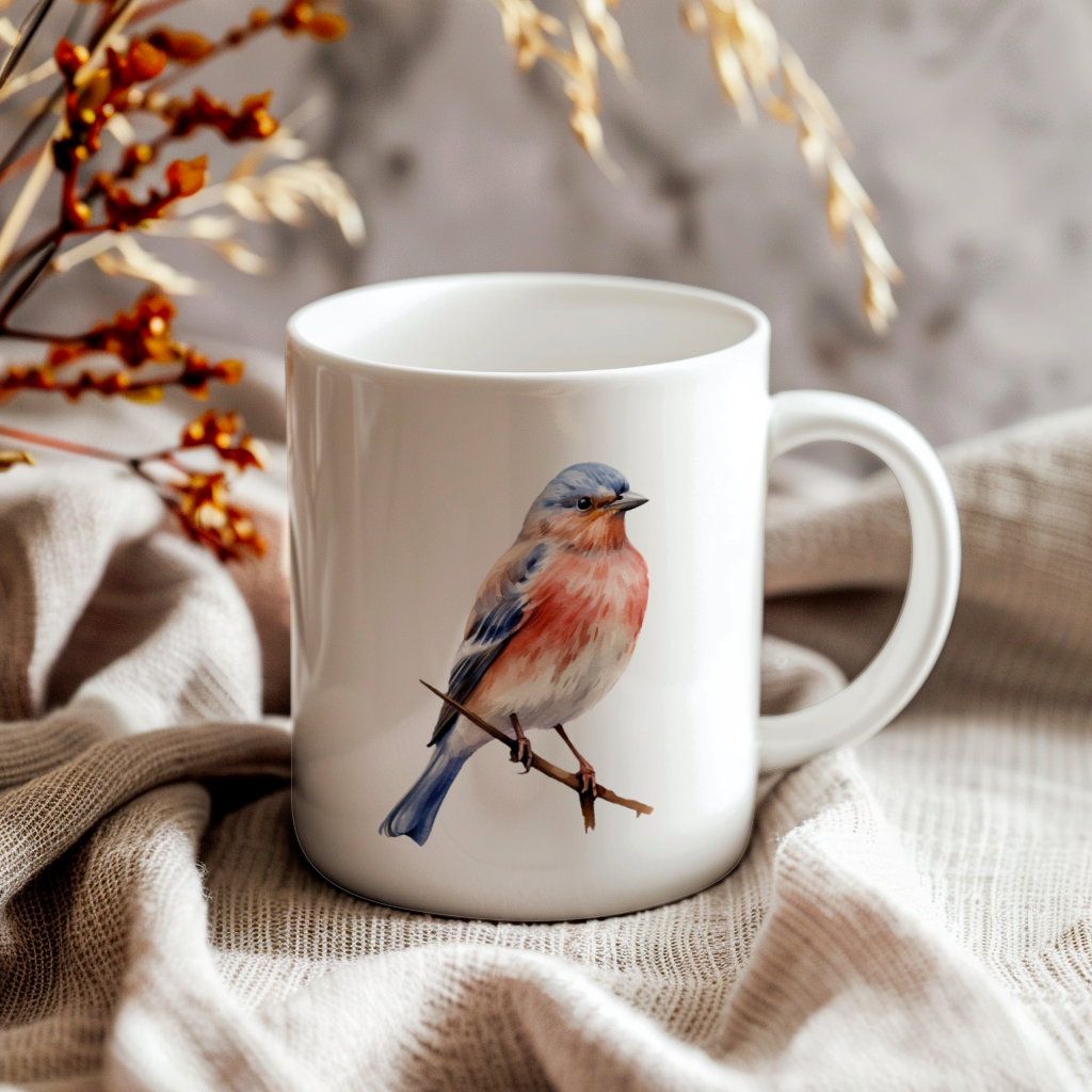 Bird Watching Mug, Linnet Song Bird Mug, 11oz or 15oz White Ceramic Coffee Mug Gift for Bird Watchers