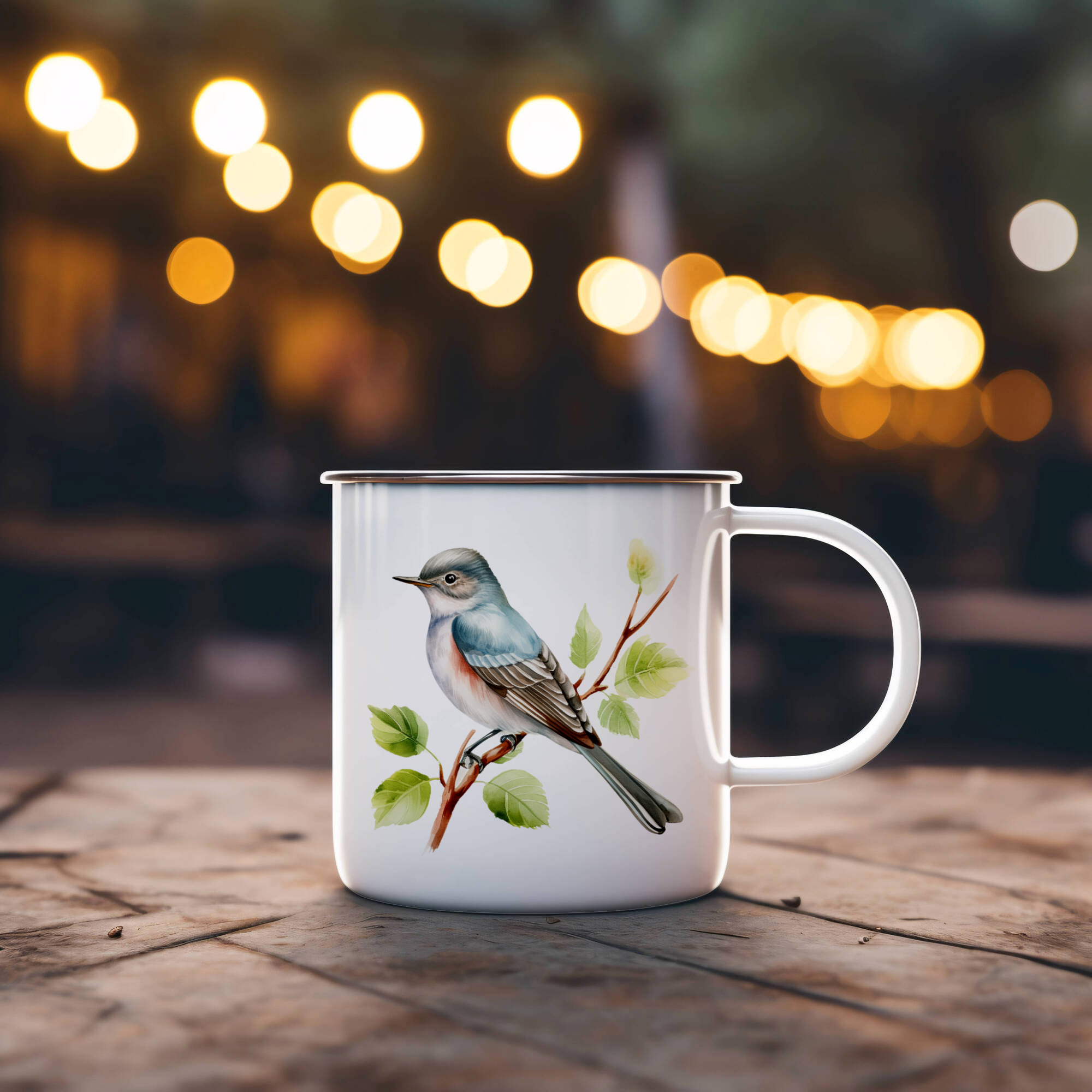 Bird Watching Mug, Alder Flycatcher Song Bird Camping Mug, 12oz Camping Mug, White Stainless Steel Cup with Handle